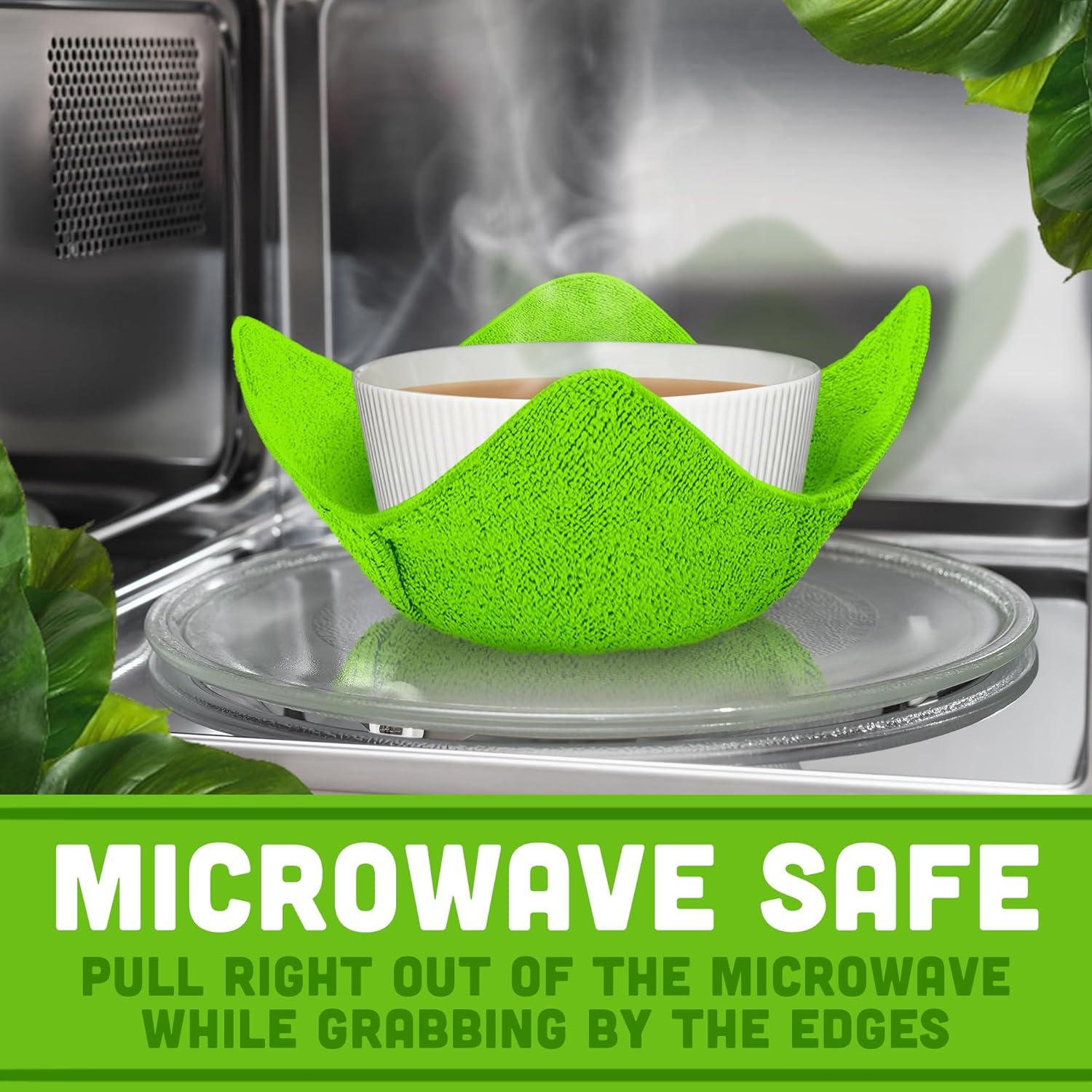 SHILA Bowl Snuggies, Multicolor Set of 5 Microwave-Safe Hot Bowl Holders to Keep Your Hands Cool and Your Food Warm, Polyester & Sponge Heat Resistant Dish Pads for Soup, Rice and Pasta