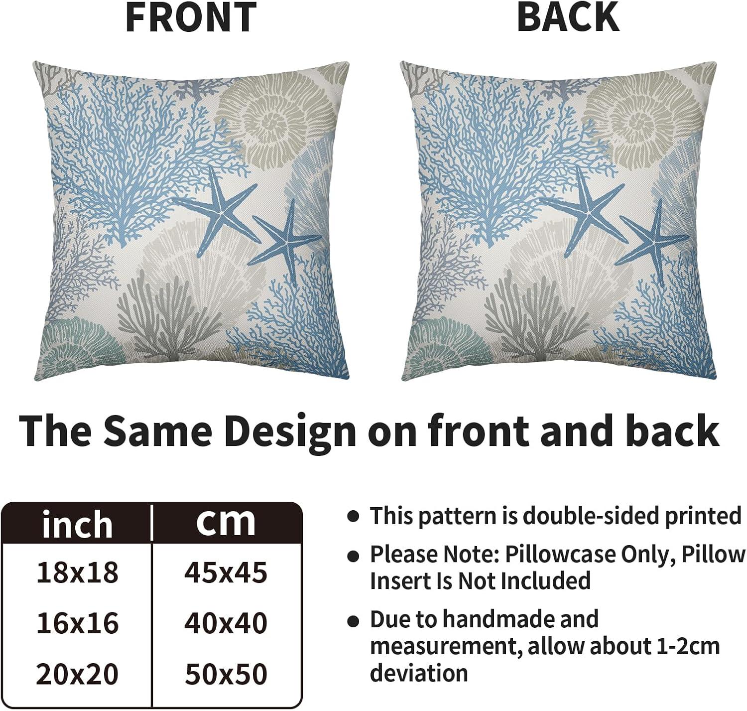 Burnt Orange Summer Outdoor Coastal Pillow Covers 18x18 Inch Set of 2 Fall Coral Seashell Starfish Throw Pillows Ocean Themed Beach Nautical Decorative Cushion Cases for Couch Decorations