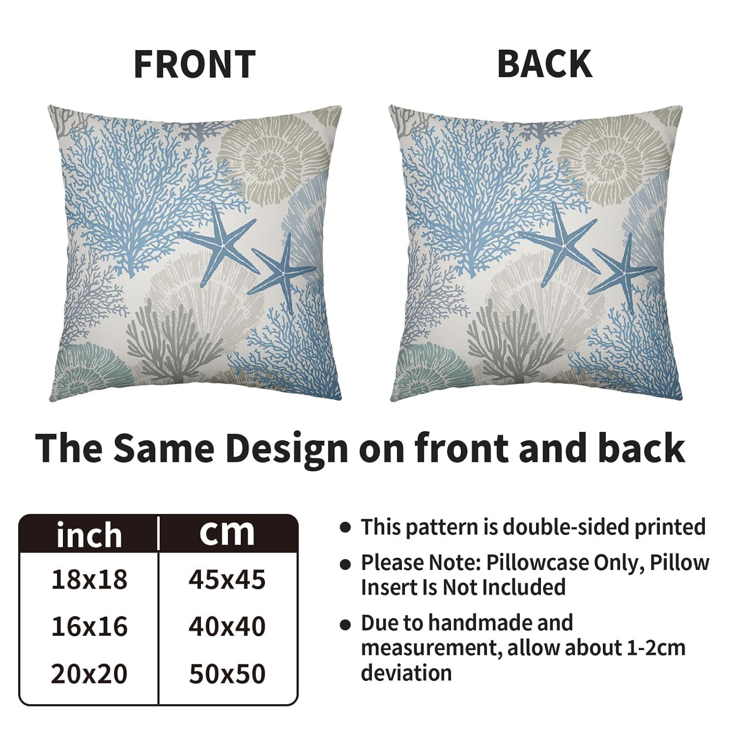 Burnt Orange Summer Outdoor Coastal Pillow Covers 18x18 Inch Set of 2 Fall Coral Seashell Starfish Throw Pillows Ocean Themed Beach Nautical Decorative Cushion Cases for Couch Decorations