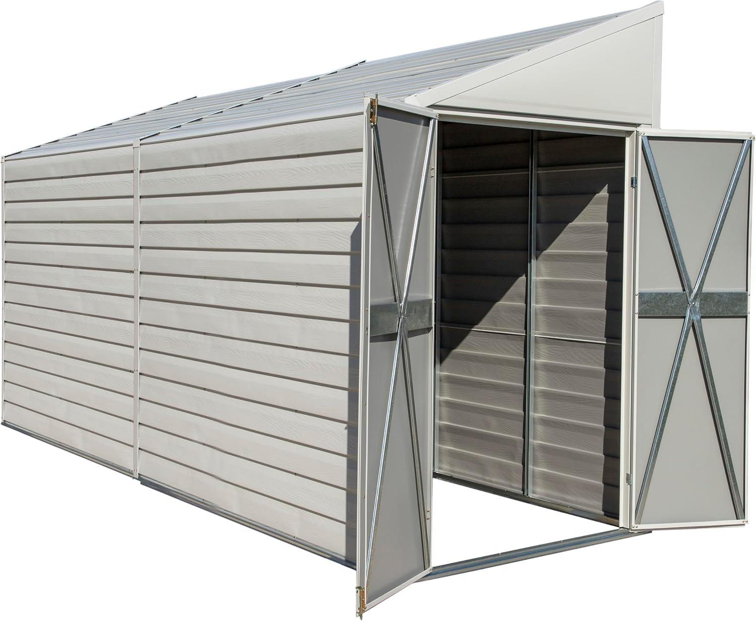 Yardsaver® 4 x 10 ft Steel Storage Shed Pent Roof Eggshell