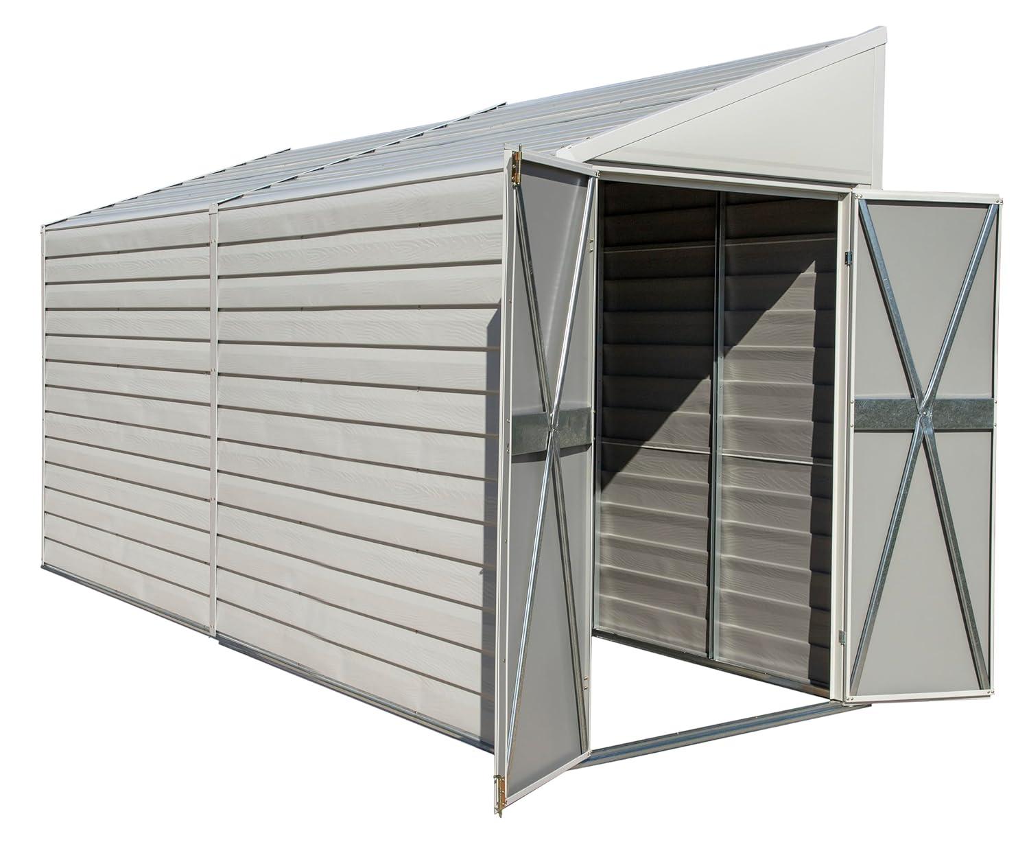 Yardsaver® 4 x 10 ft Steel Storage Shed Pent Roof Eggshell