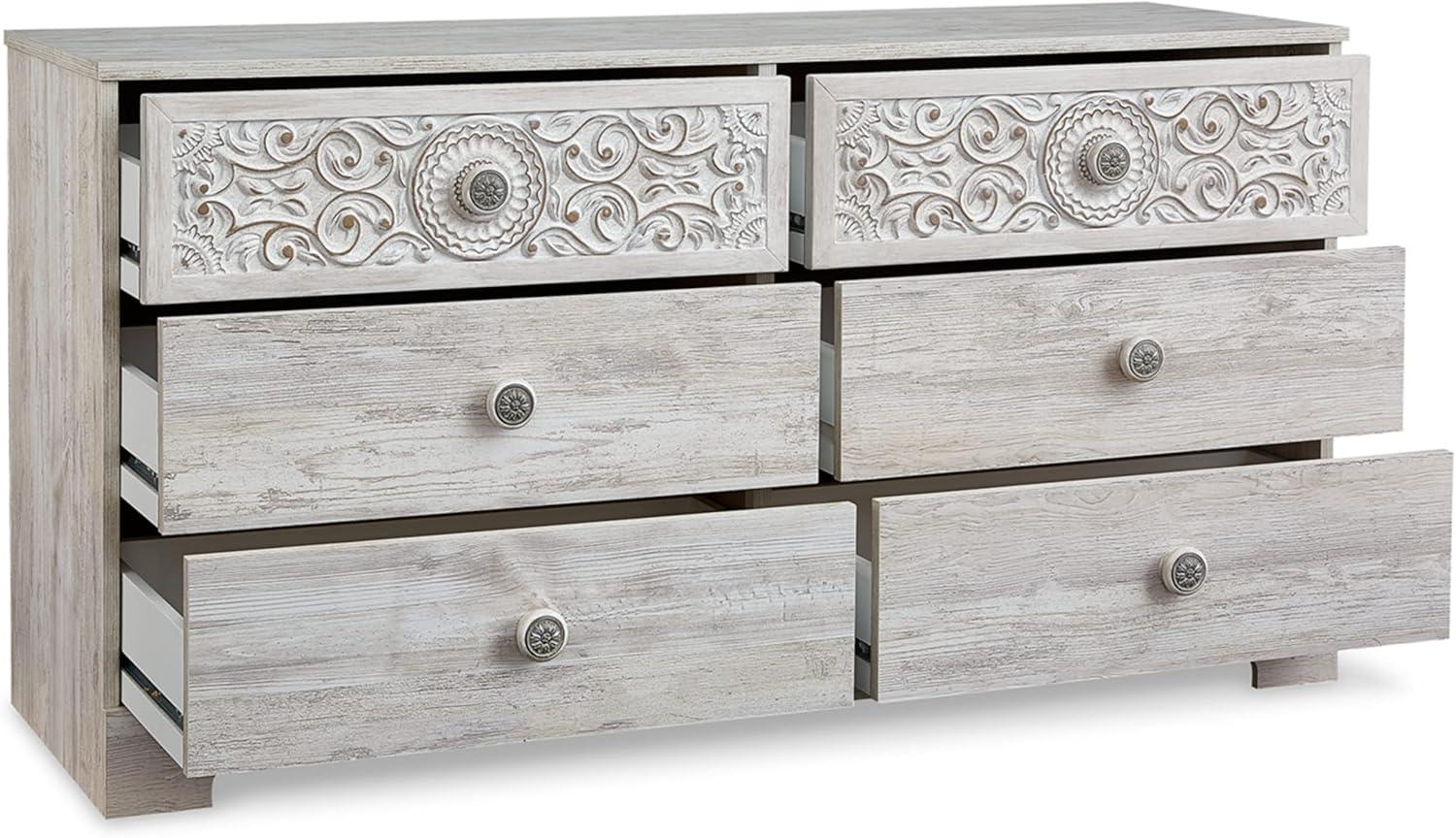 Signature Design by Ashley Casual Paxberry 6 Drawer Dresser, Whitewash