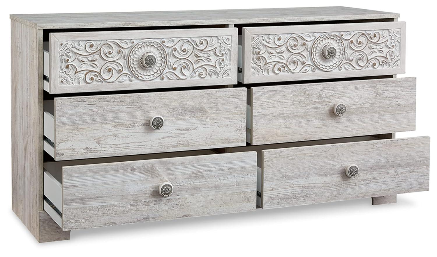 Signature Design by Ashley Casual Paxberry 6 Drawer Dresser, Whitewash