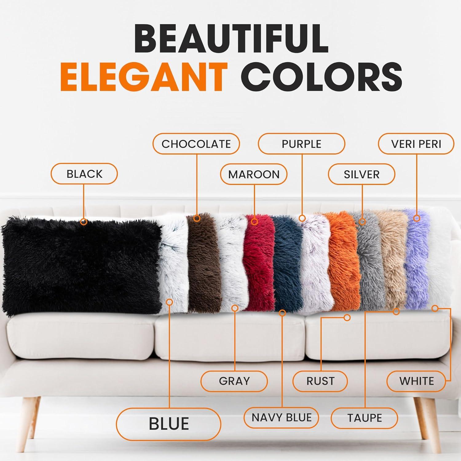 Cheer Collection Cheer Collection Shaggy Hair Decorative Throw Pillows (Set of 2)