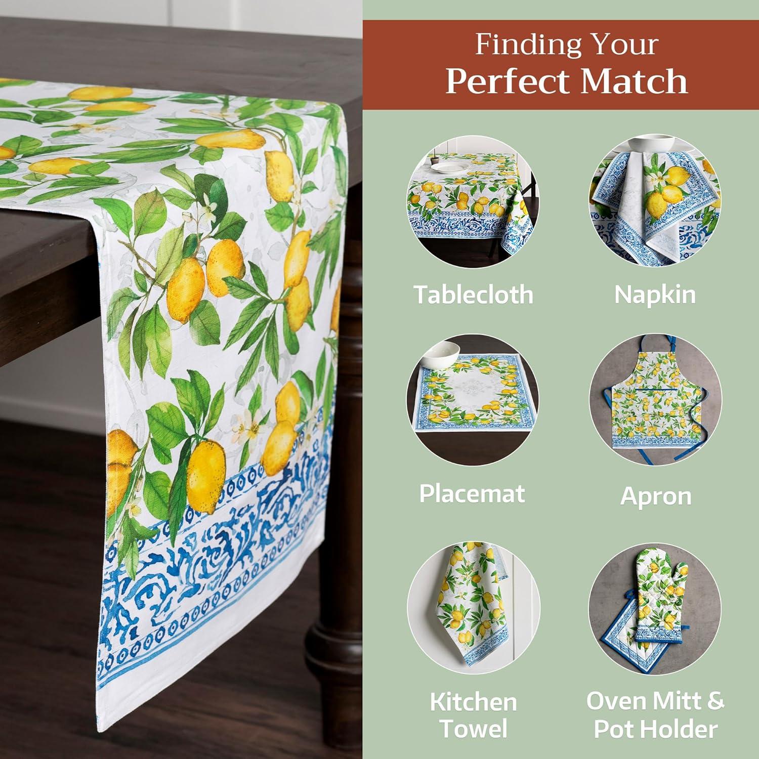 Design Imports Lemon Bliss Print Outdoor Table Runner 14X108 Inches