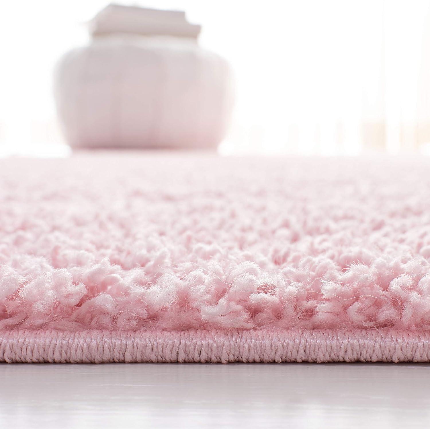 SAFAVIEH Primo Mason Solid Plush Shag Area Rug, Light Pink, 4' x 6'