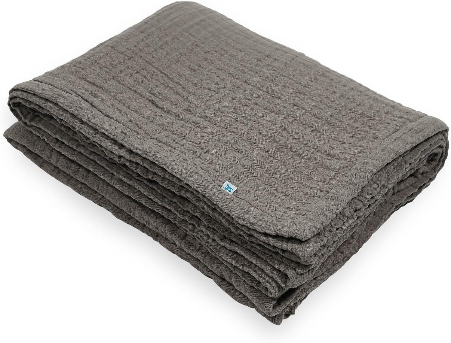 Mocha Cotton Muslin Reversible Toddler Blanket 60"x72"