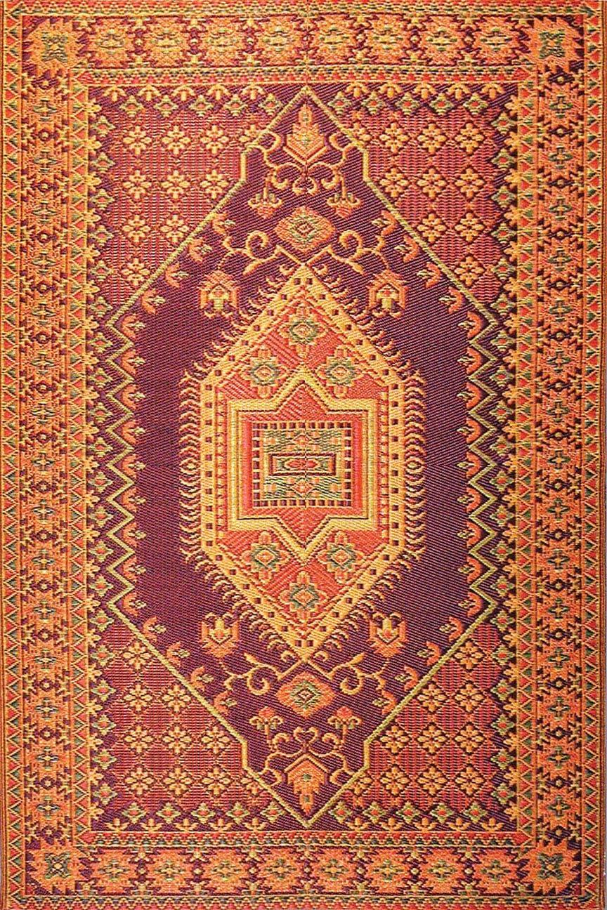 Oriental Turkish Polypropylene Rug Reversible Rust Outdoor, UV Resistant, 100% Recycled Material