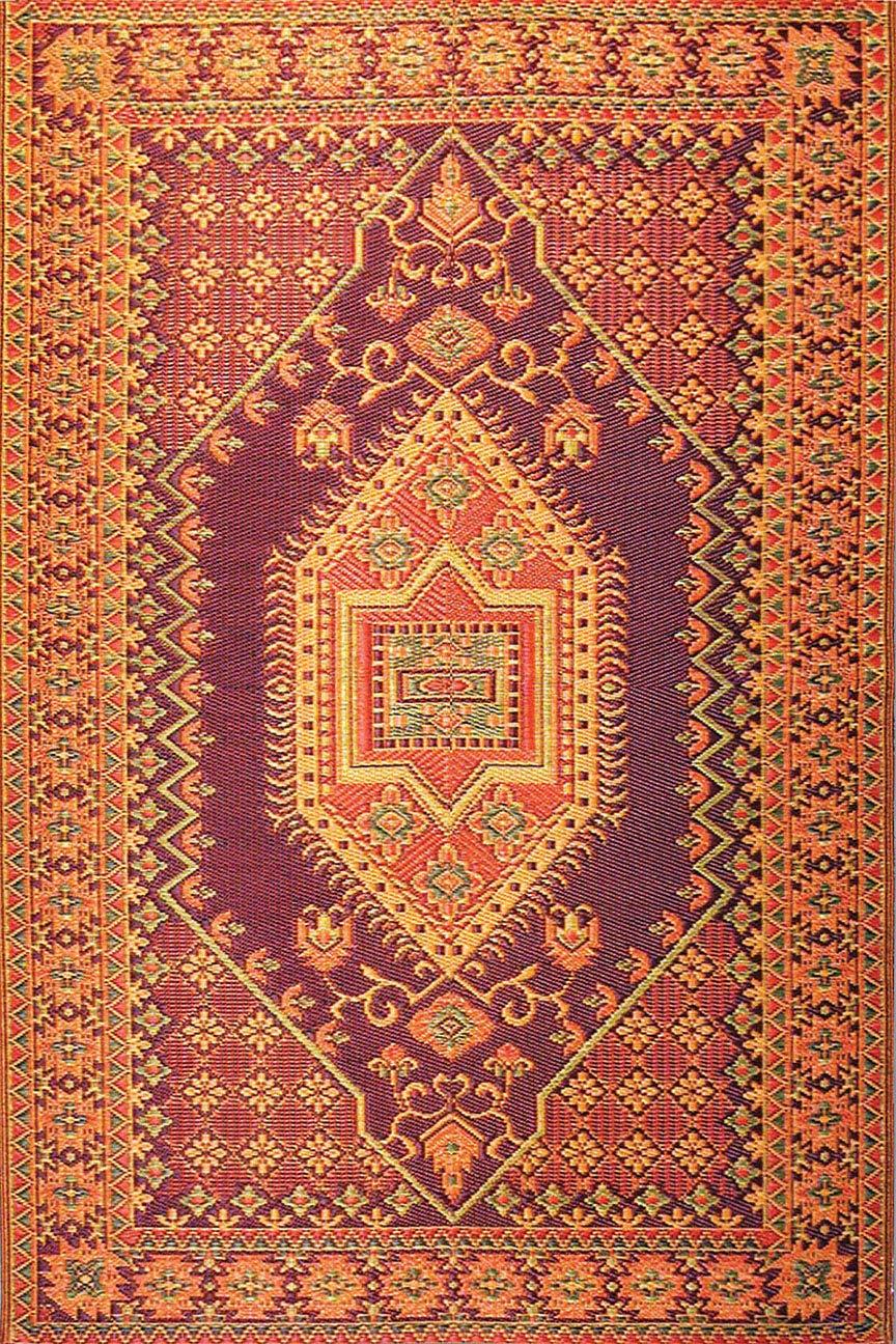 Mad Mats Oriental Turkish Polypropylene Rug Reversible Rust Outdoor, UV Resistant, 100% Recycled Material