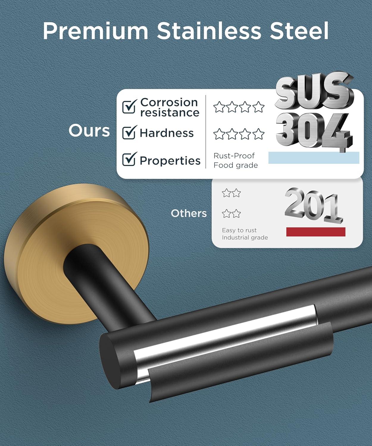 LANFENG Matte Black Double Post Pivoting Wall Mounted Stainless Steel Toilet Paper Holder for Bathroom RV  by RARXTR