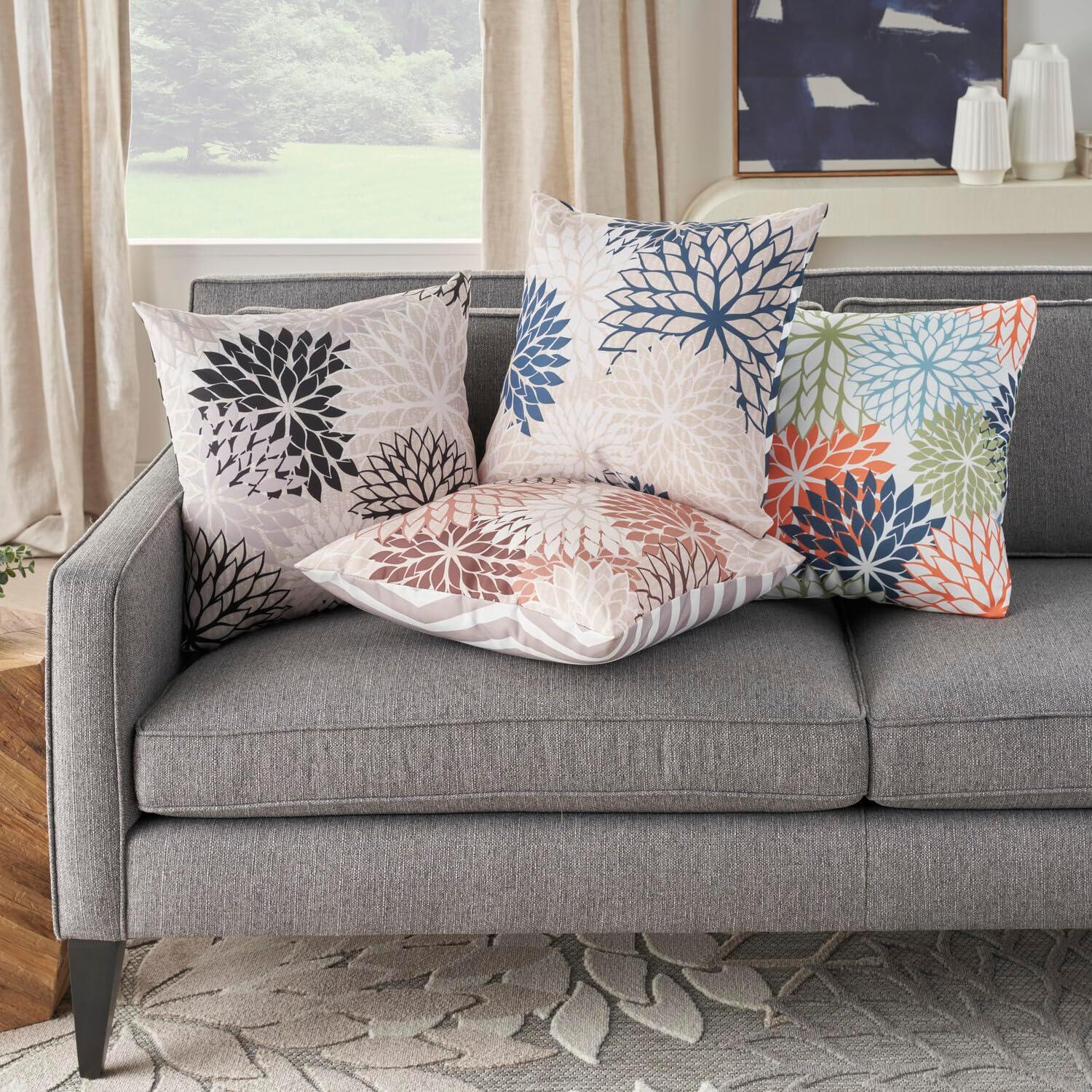 Mina Victory ALH05-020020 Floral Reversible Throw Pillow