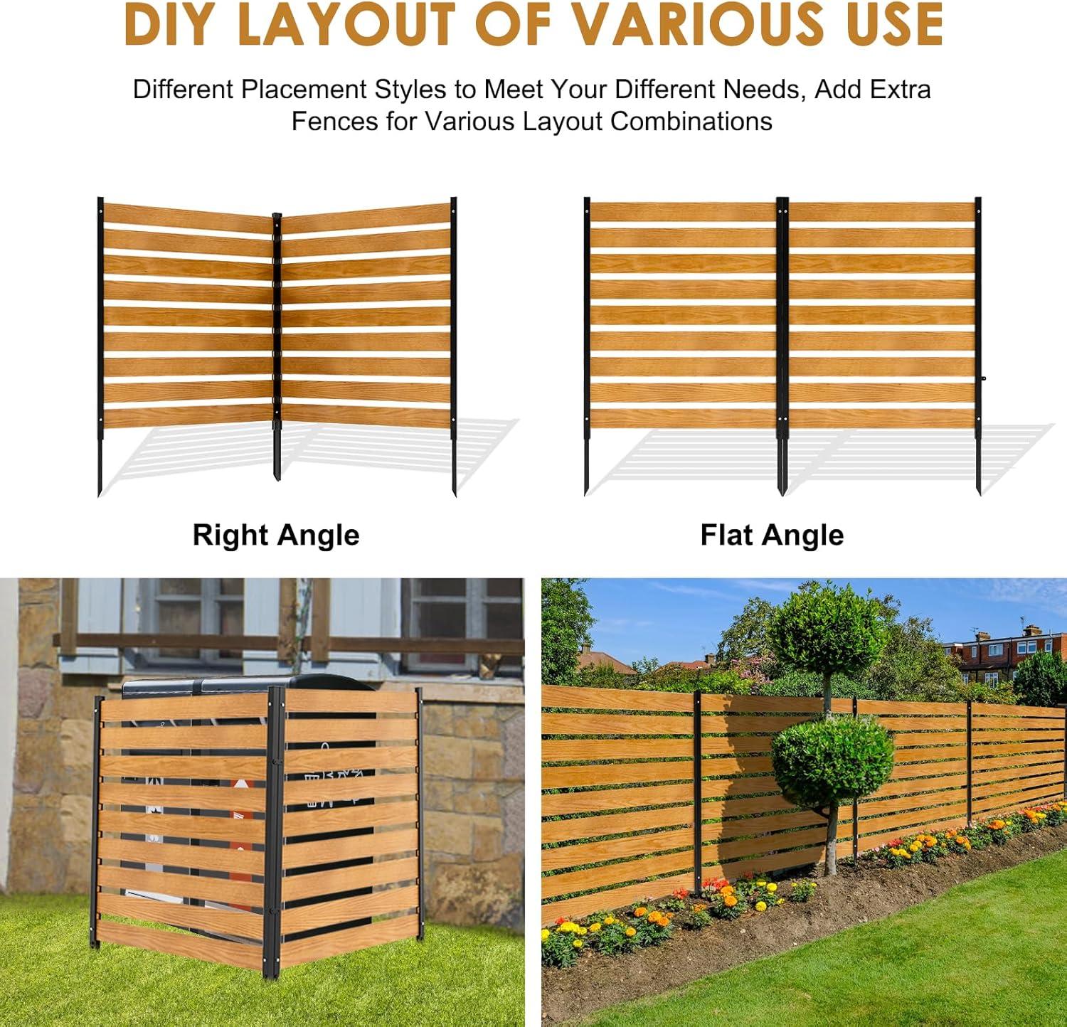 NAIZEA Air Conditioner Fence Outdoor Privacy Fence Screen, Pool Equipment Enclosure Trash Can Enclosure Metal Stake Wood Fence Panels for Outside 38" W x 42" H, 2 Panels