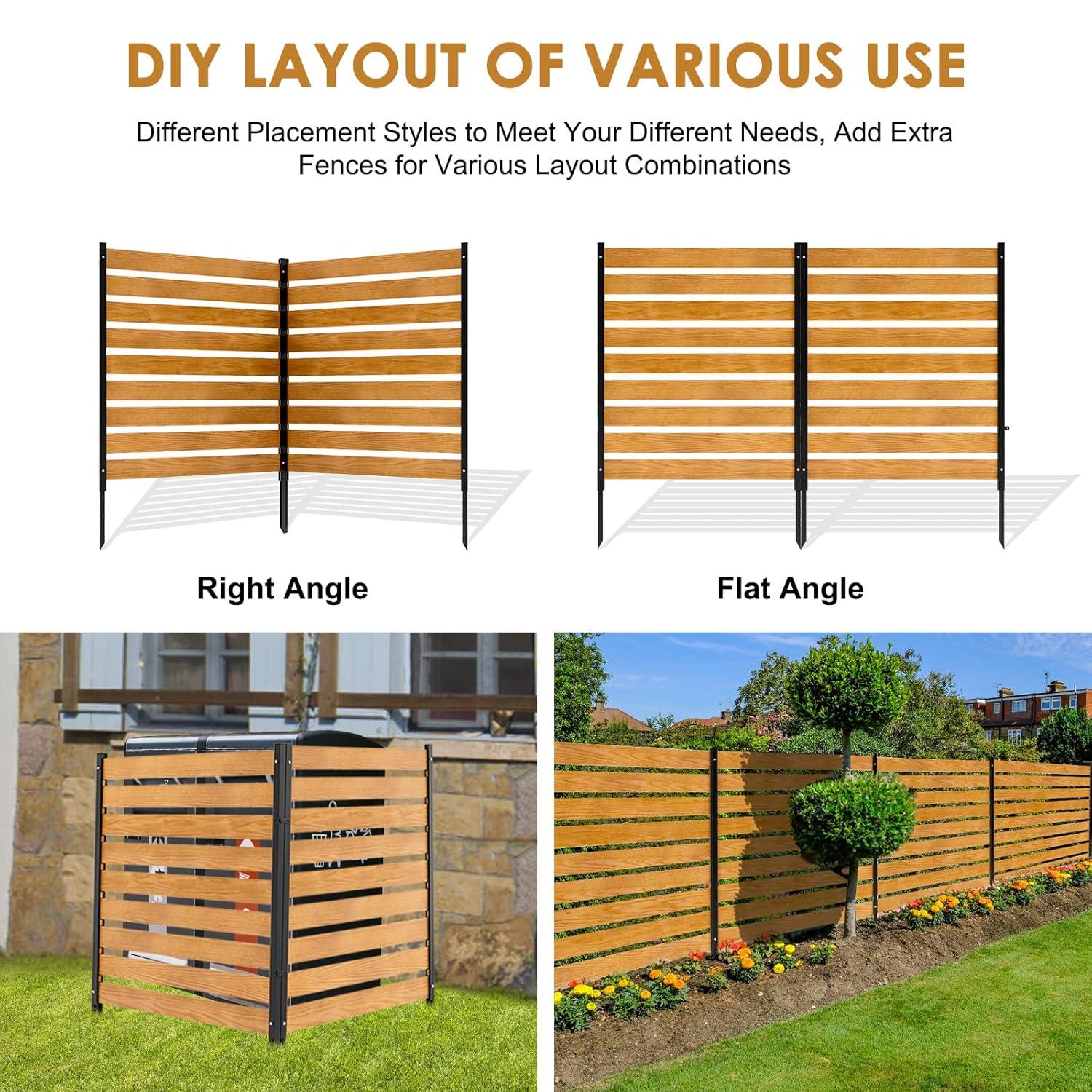 NAIZEA Air Conditioner Fence Outdoor Privacy Fence Screen, Pool Equipment Enclosure Trash Can Enclosure Metal Stake Wood Fence Panels for Outside 38" W x 42" H, 2 Panels