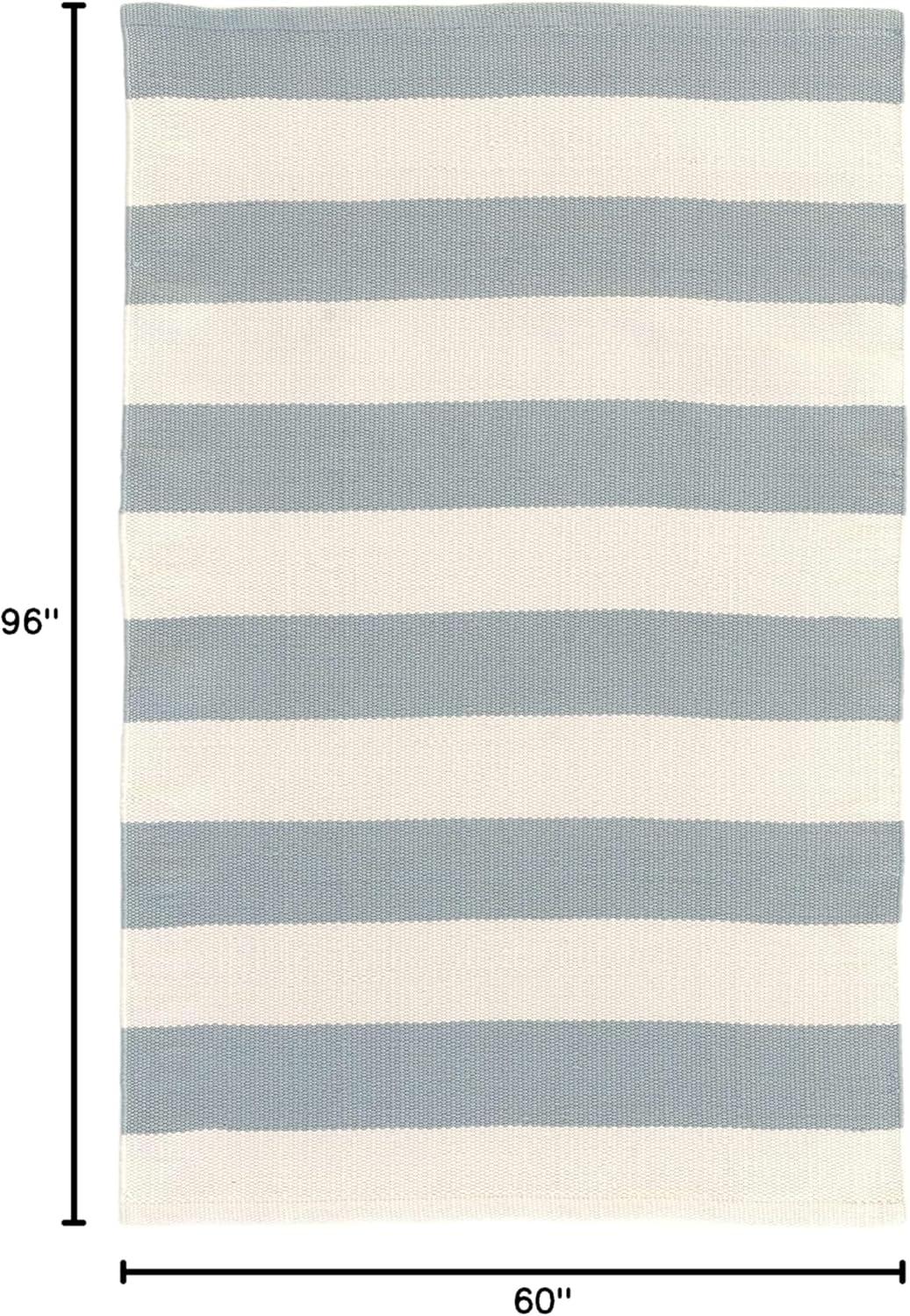 Catamaran Stripe Light Blue/Ivory Handwoven Indoor/Outdoor Rug