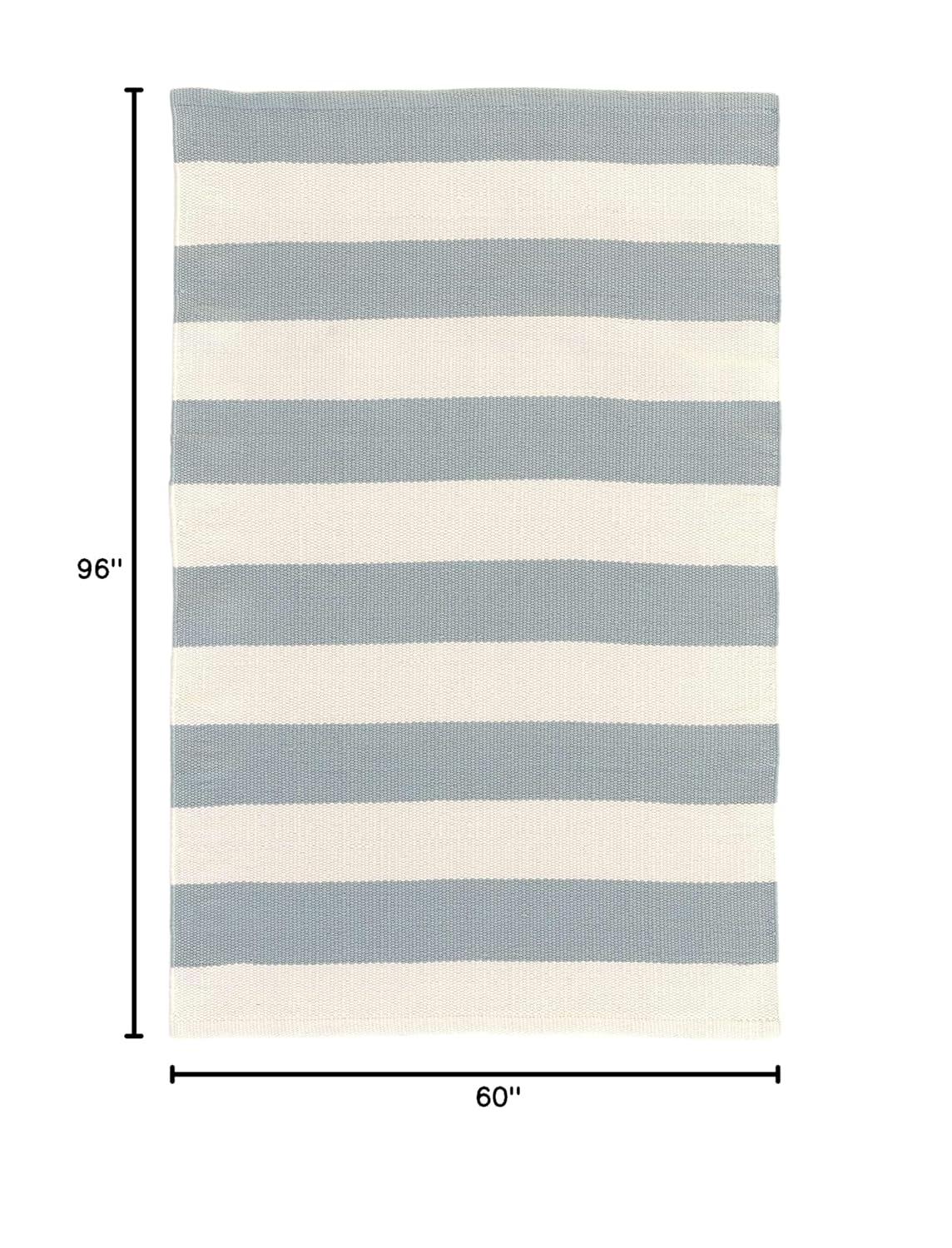 Catamaran Stripe Light Blue/Ivory Handwoven Indoor/Outdoor Rug