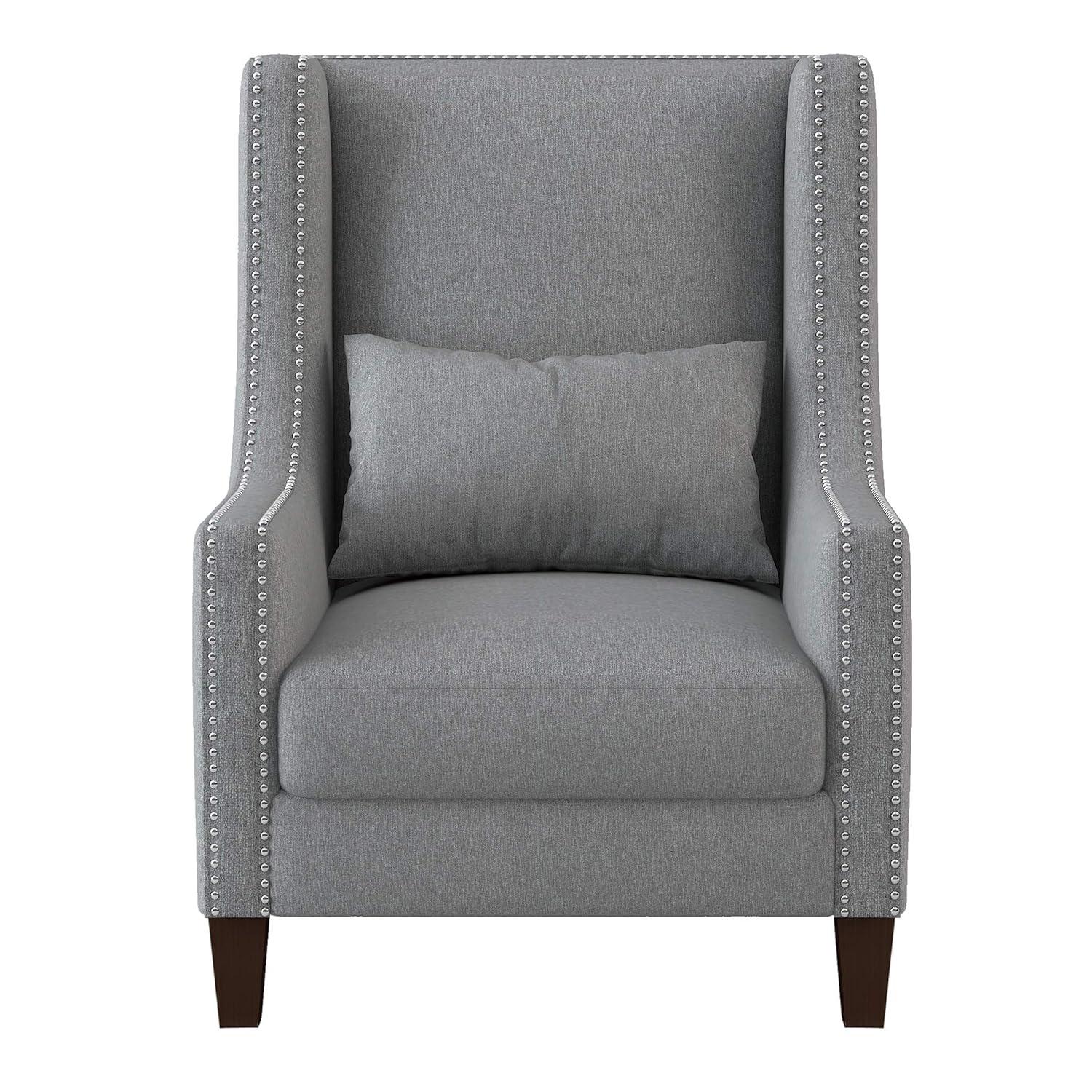 Lexicon Keller Upholstered Wingback Chair in Light Gray