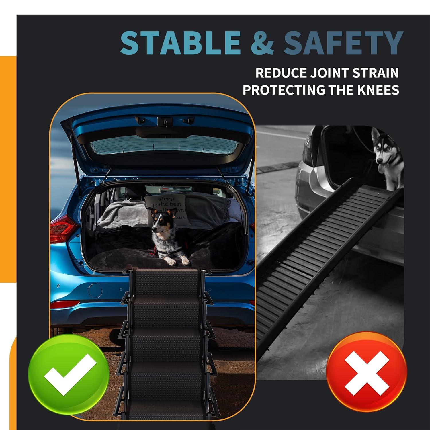 Dog Car Ramp, Portable Dog Steps Ladder, Foldable Dog Stairs With Non-Slip Surface