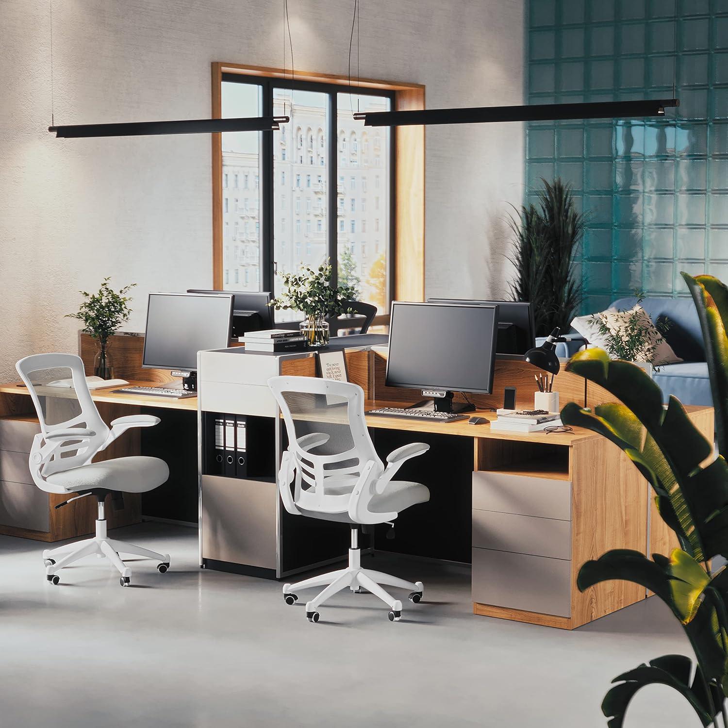 Jayetta Mid-Back Mesh Swivel Ergonomic Office Chair with Flip-Up Arms by Flash Furniture