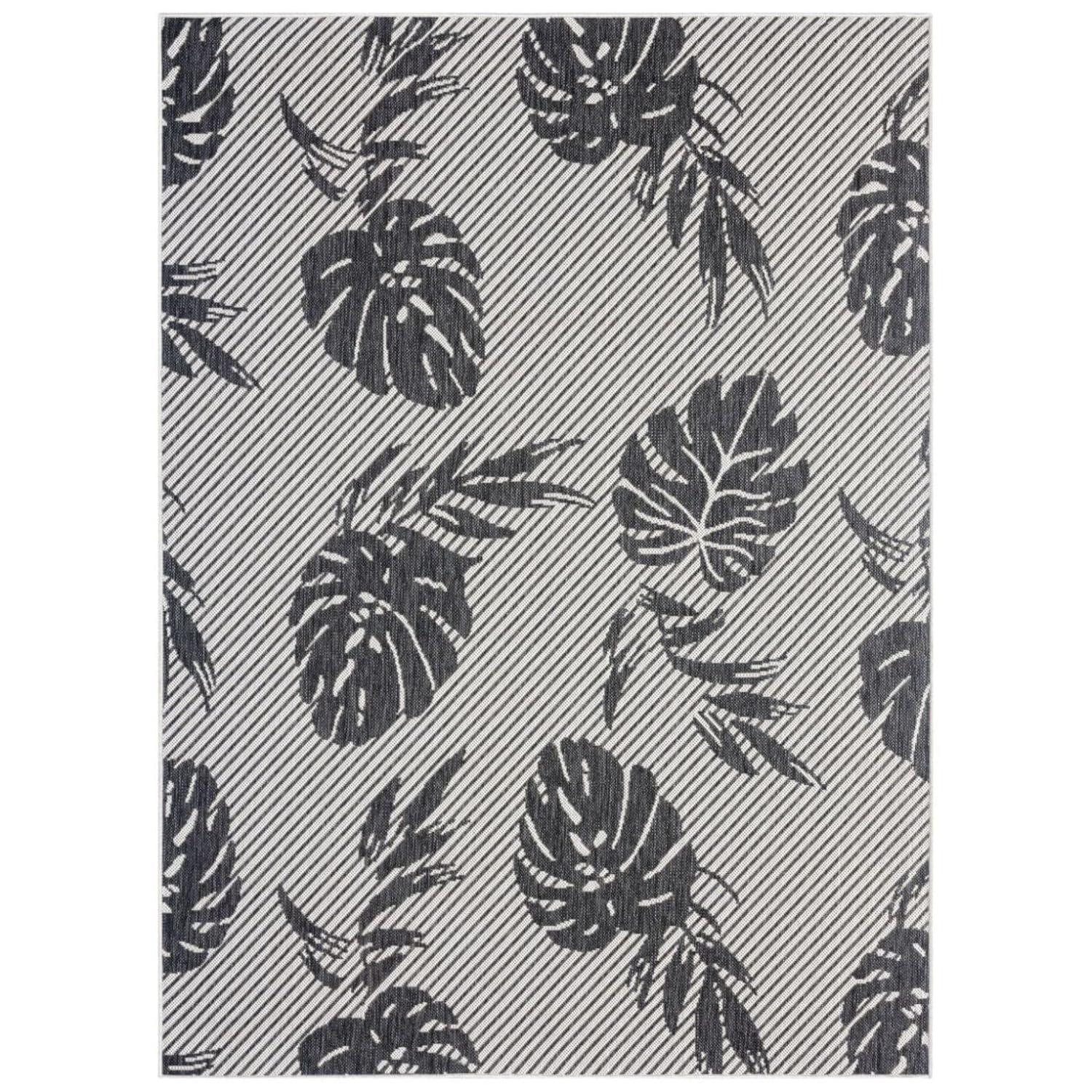 Tommy Bahama Palm Coastal Indoor/Outdoor Area Rug, Charcoal Gray