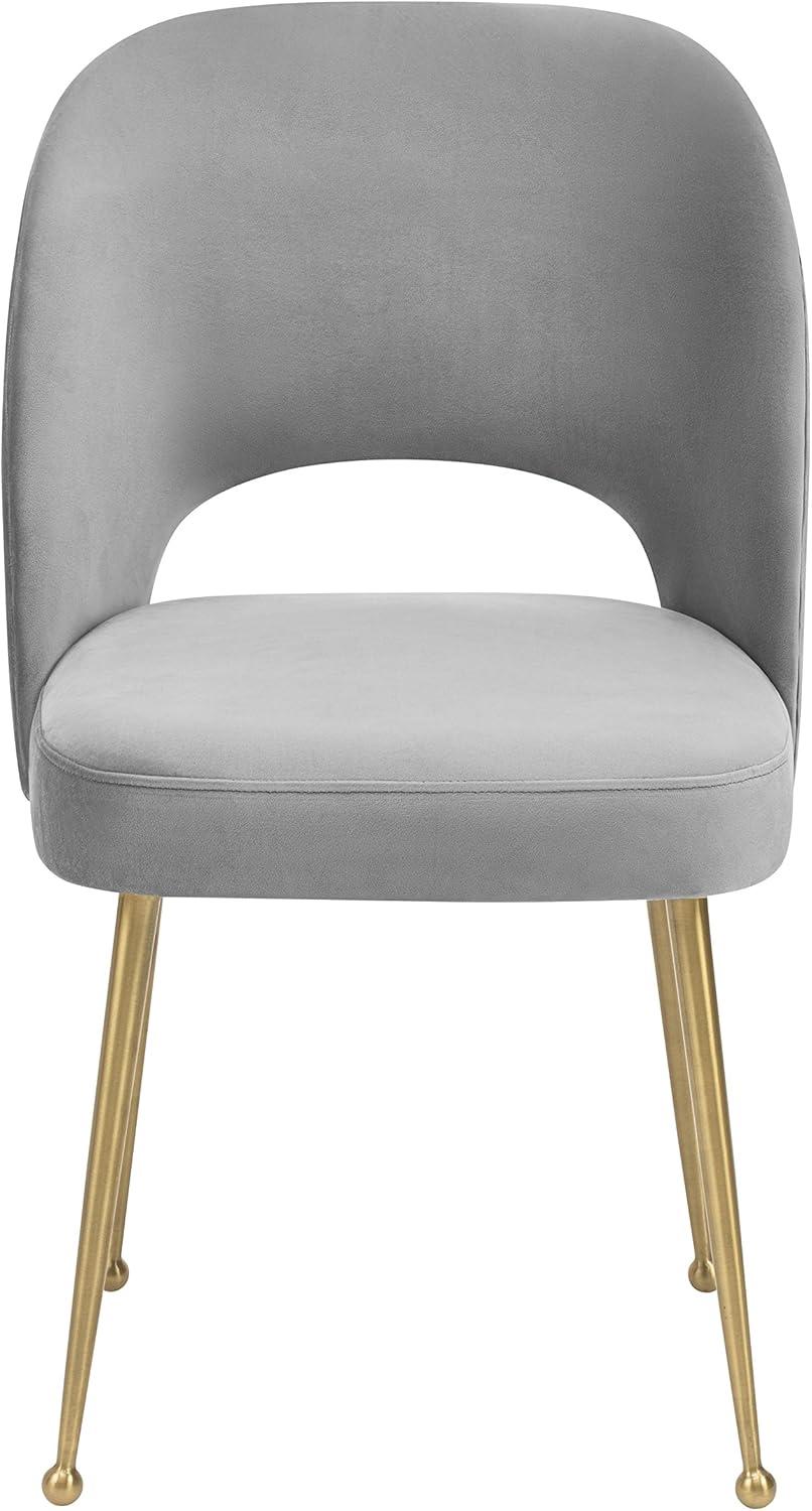 Swell Light Grey Velvet Side Chair with Gold Steel Legs