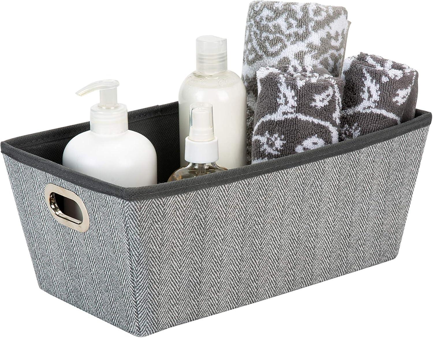 Simplify Small Herringbone Nonwoven Grommet Shelf Tote in Grey