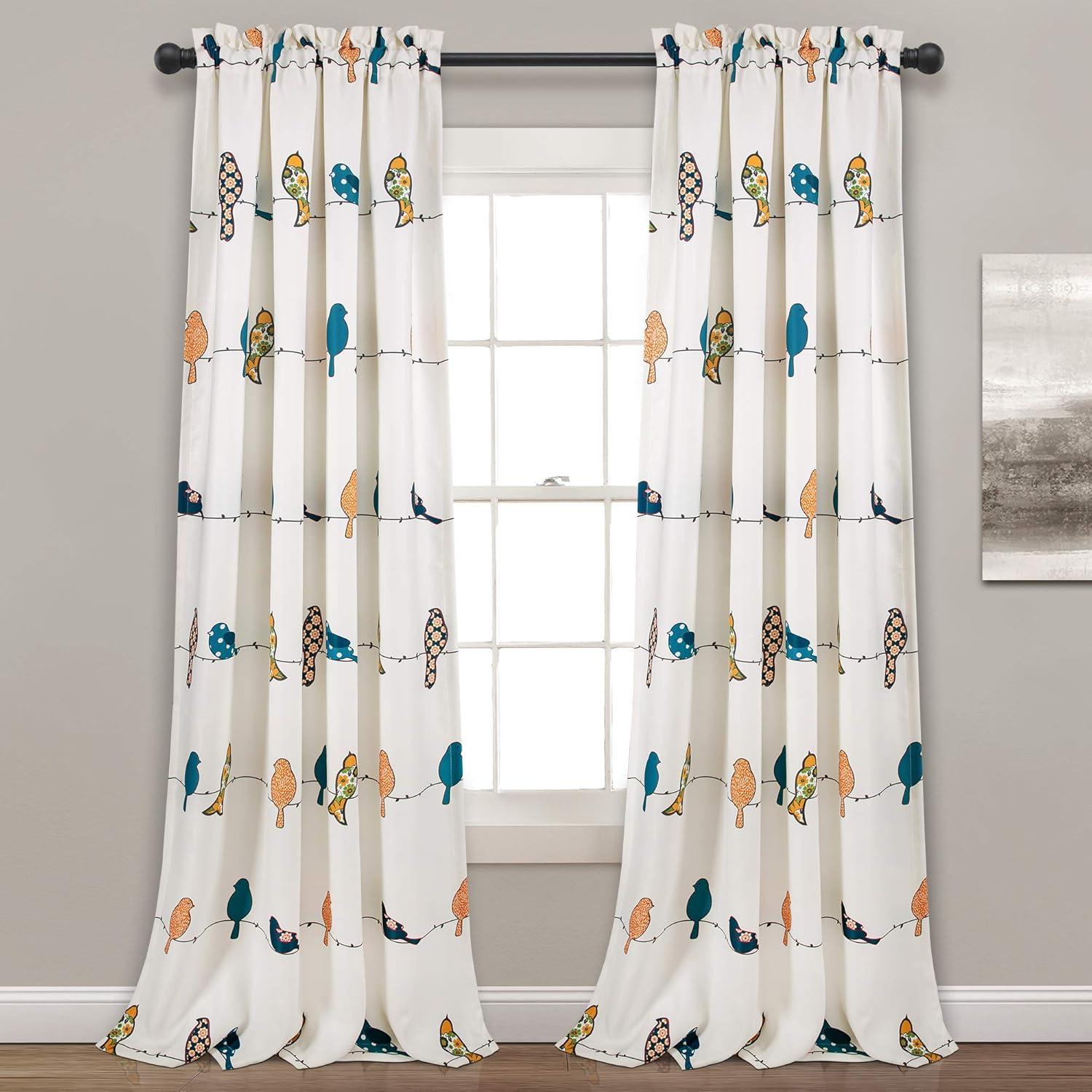 Frifoho Rowley Birds Room Darkening Thermal Rod Pocket Curtain Panels (Set of 2)