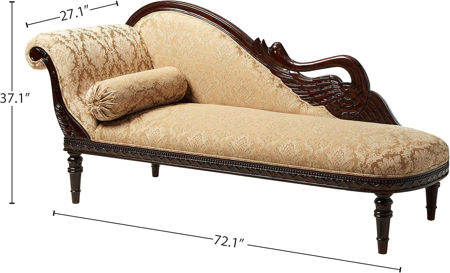 Victorian Swan Motif Hand-Carved Mahogany Fainting Couch