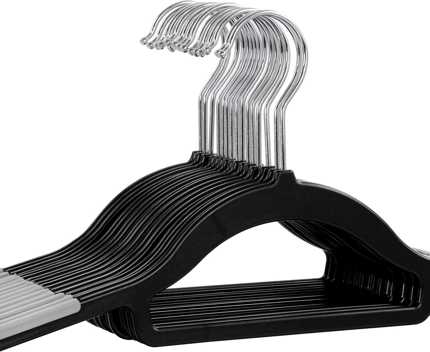 Elama Home 50 Piece Plastic Non Slip Hanger in Black and Gray