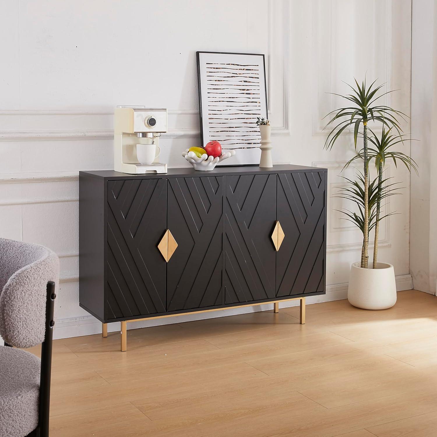 Mercer41 47.2" Accent Cabinet With 3D Geometric Doors