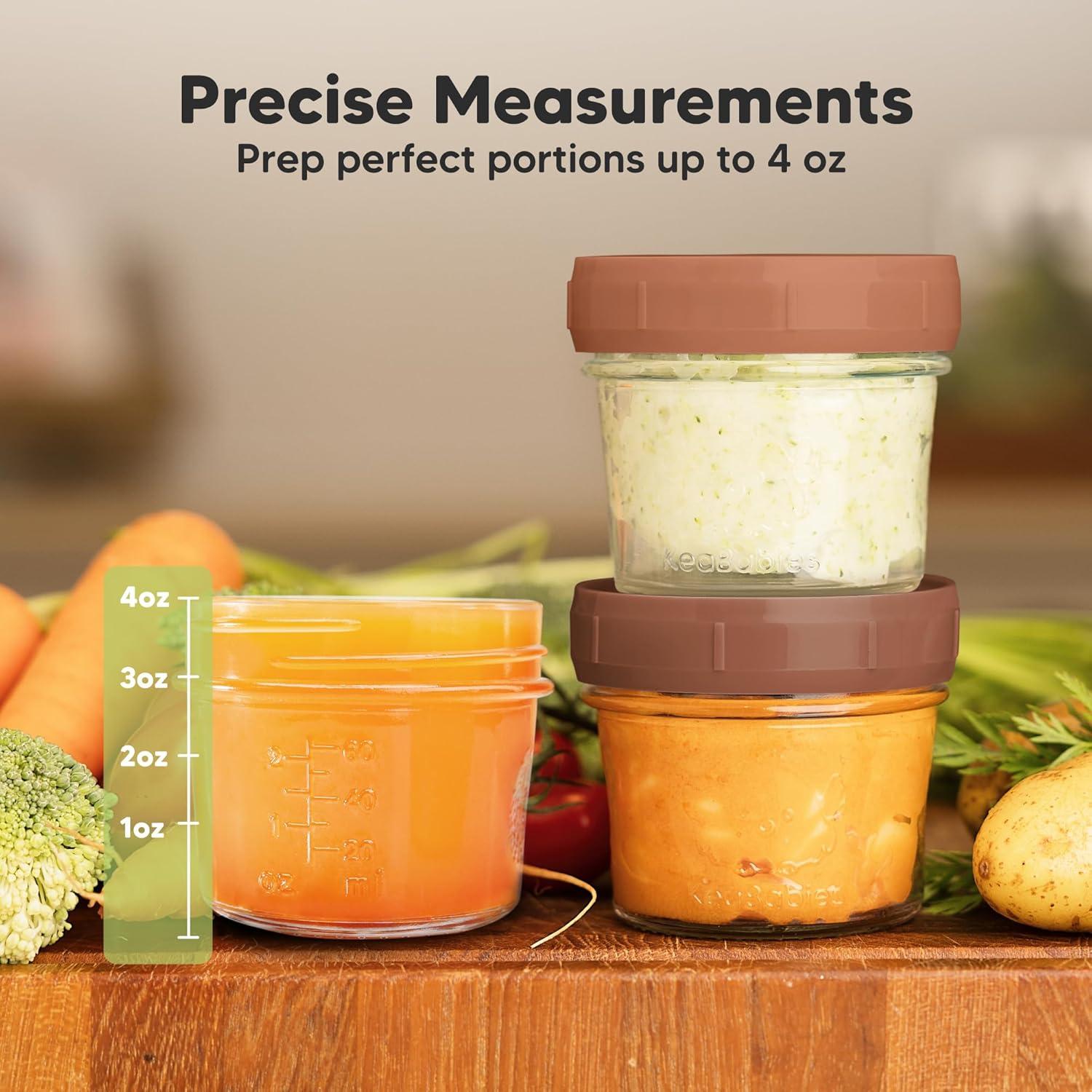 12pk Prep Baby Food Storage Containers, 4 oz Leak-Proof, BPA Free Glass Baby Food Jars for Feeding  (Terracotta)