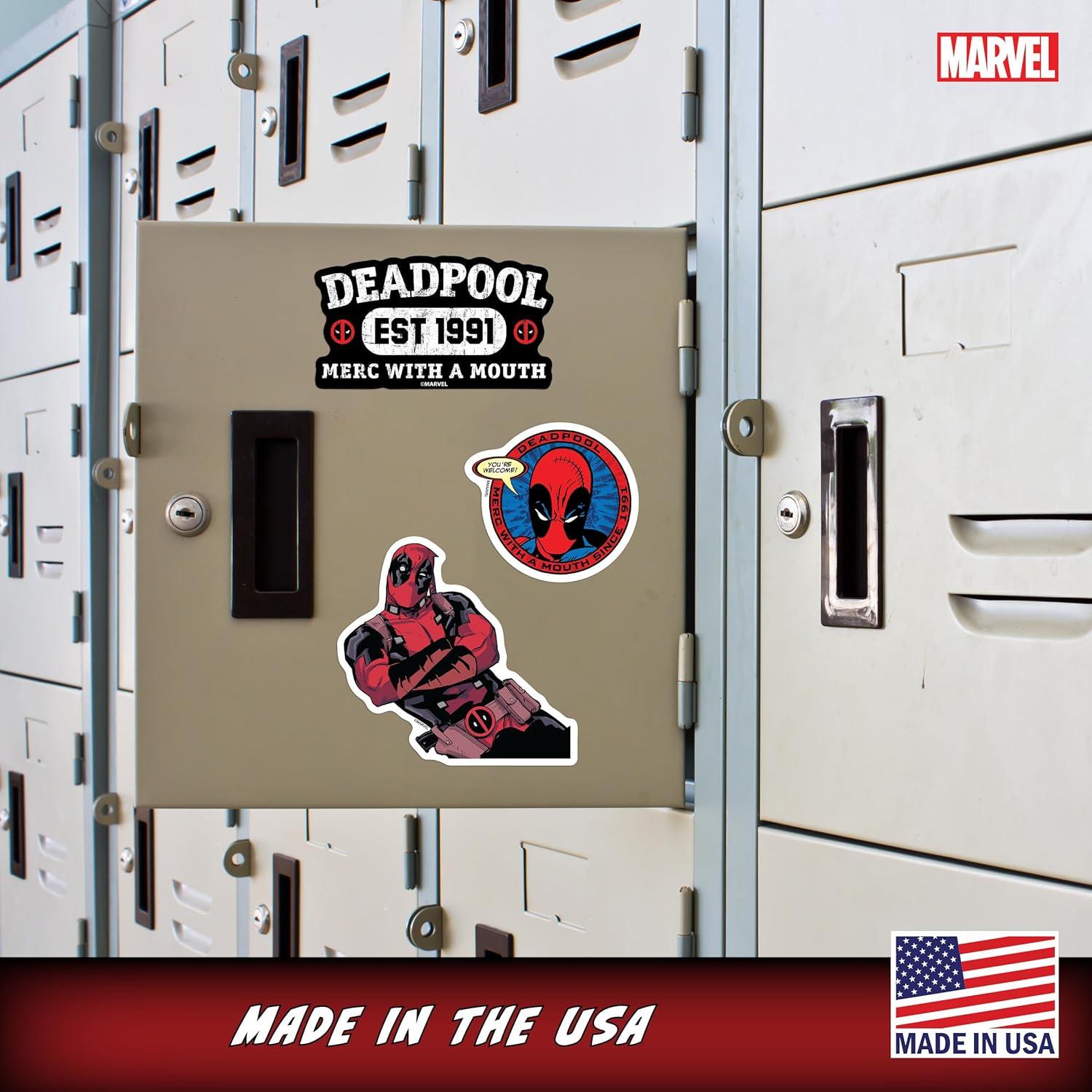 Marvel Deadpool Vinyl Decals - Set of 3 Deadpool Vinyl Car Stickers for Window Truck Bumper Laptop Tumbler Cup Cell Phone Marvel Licensed 1991