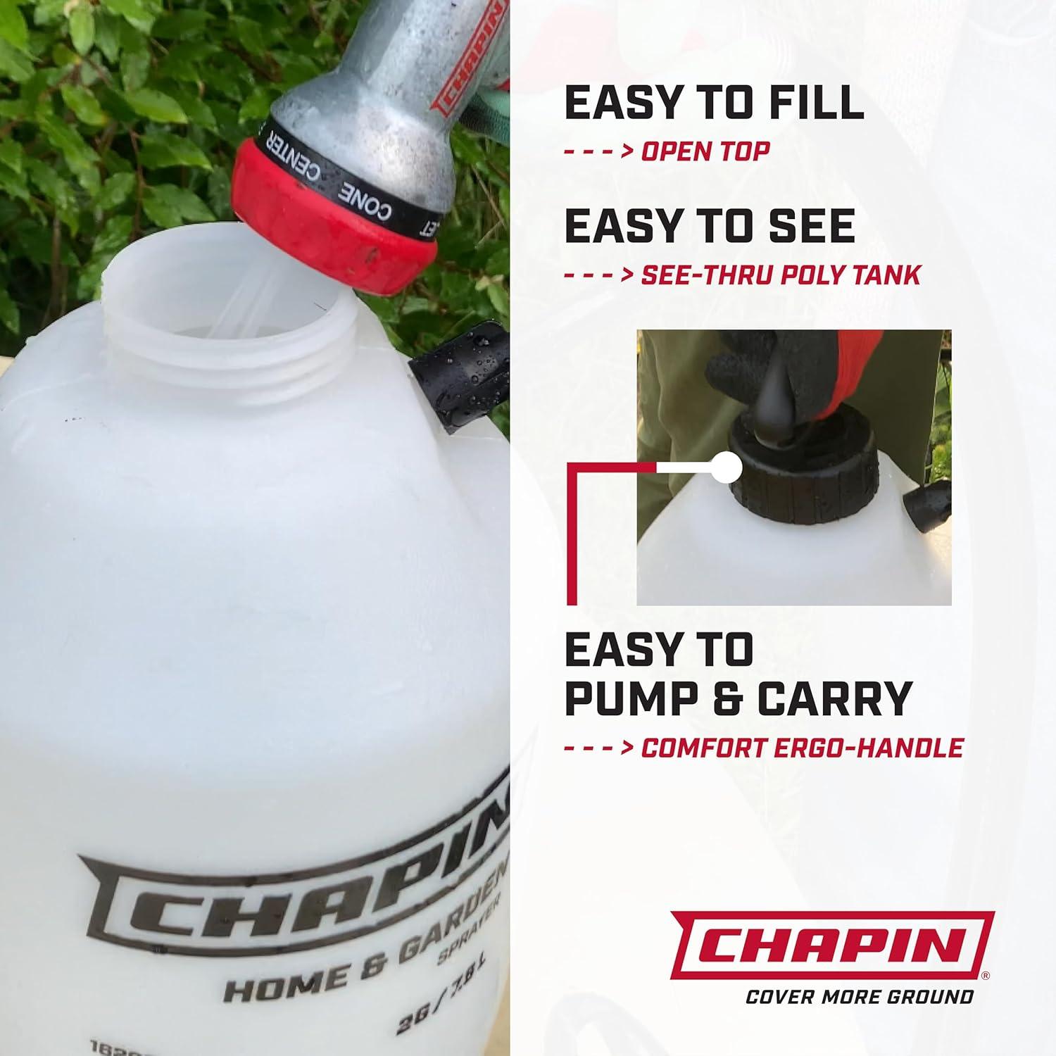 1 Gal. Lawn, Garden and Multi-Purpose Poly Tank Sprayer with Adjustable Nozzle for Fertilizers