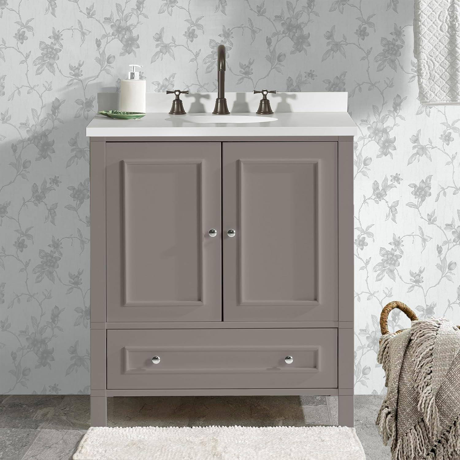 Williamsburg 30"W Transitional Style Vanity Cabinet With Soft Close Doors And Drawers