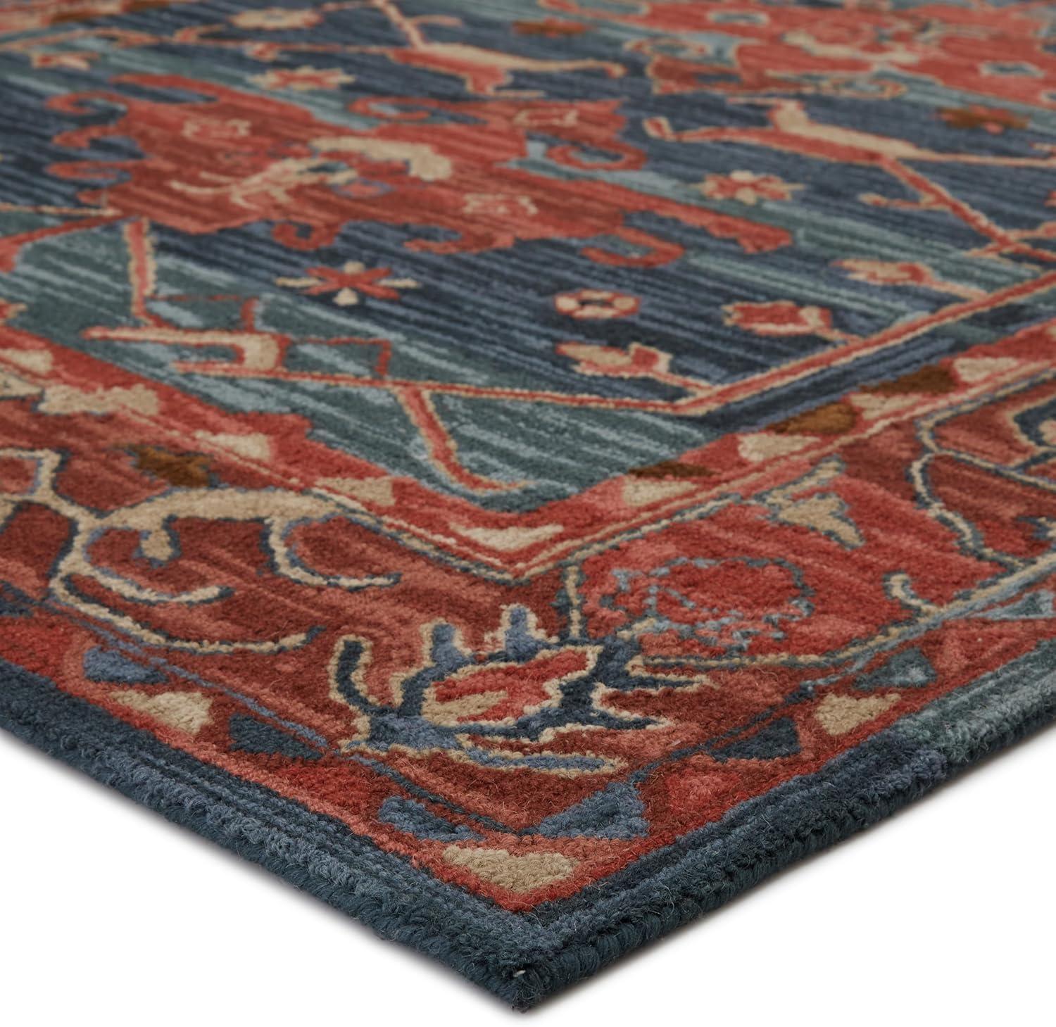 Jaipur Living Cardamom 9 x 12 (ft) Tufted Wool Red/Blue Rectangular Indoor Medallion Global Area rug