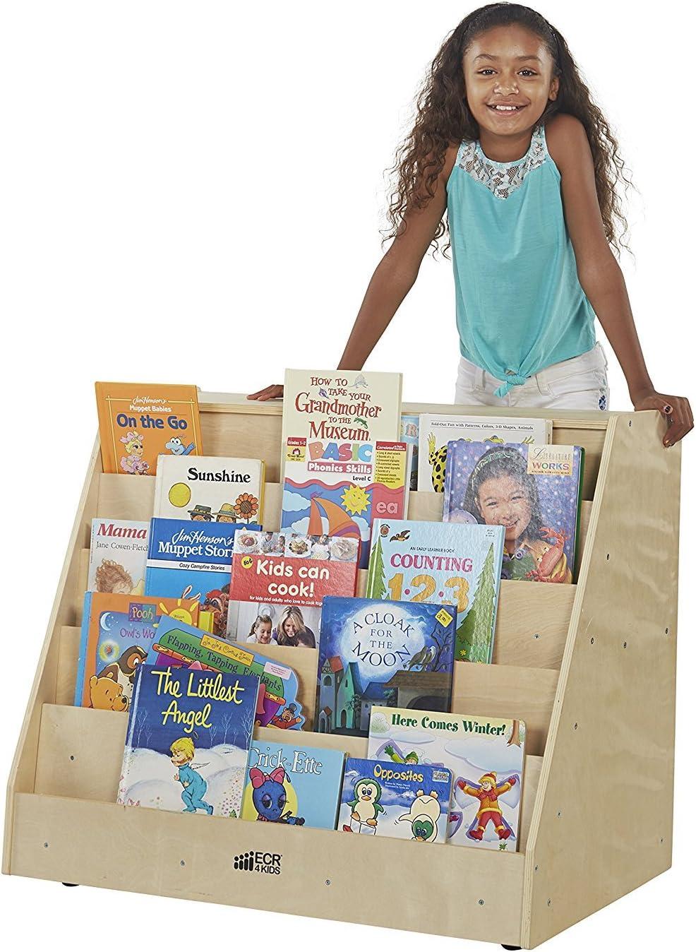 ECR4Kids Double-Sided Mobile Book Display with Storage, Classroom Bookshelf