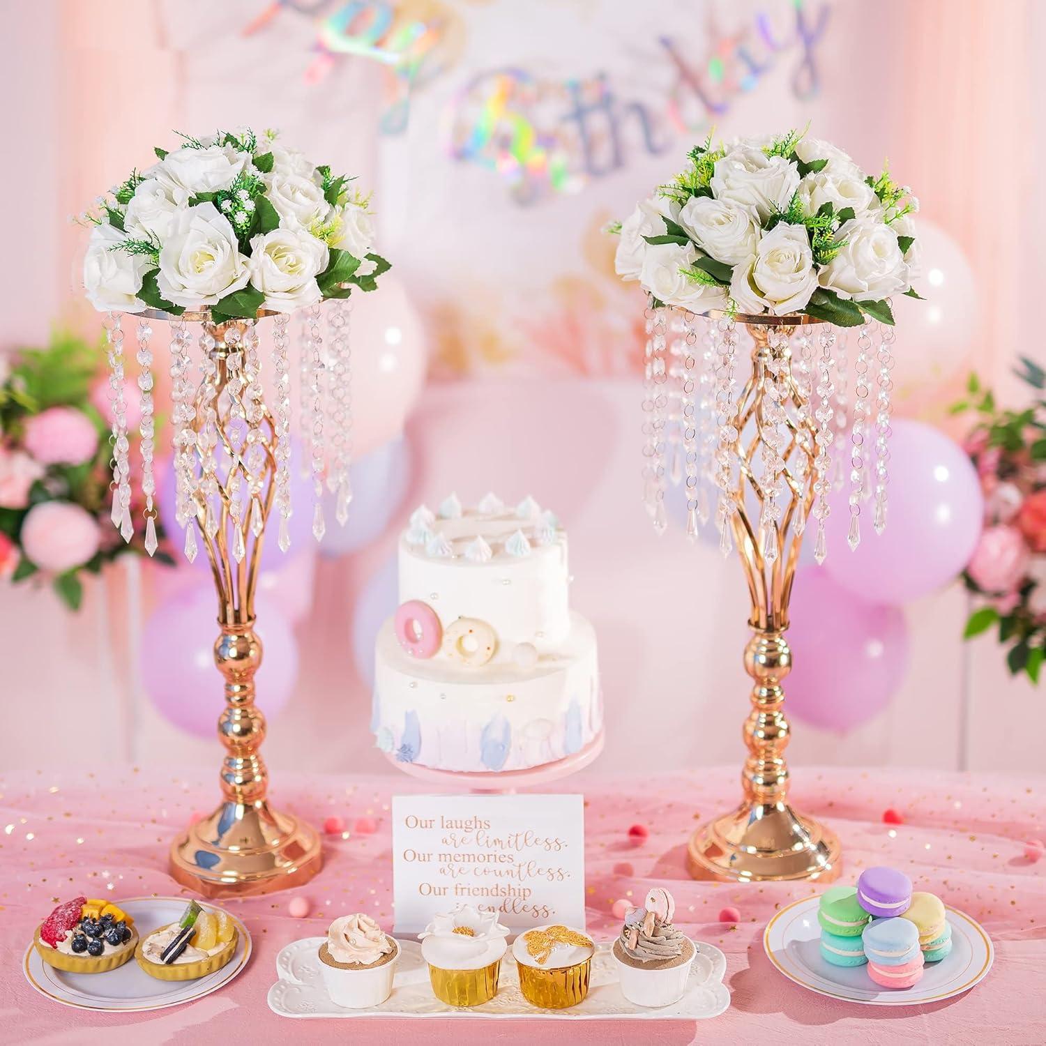 Nuptio Set of 10 White Rose Artificial Flower Kissing ball, 15 Heads Fake Peony Silk Flowers Bouquet for Centerpiece Wedding Birthday Party Home Table Decor