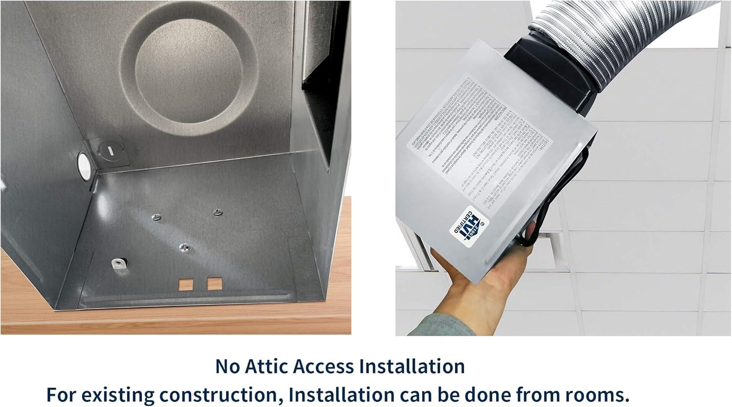 Tech Drive Very-Quiet 80 CFM, 1.5 Sone No Attic access Needed Installation Bathroom Ventilation and Exhaust Fan