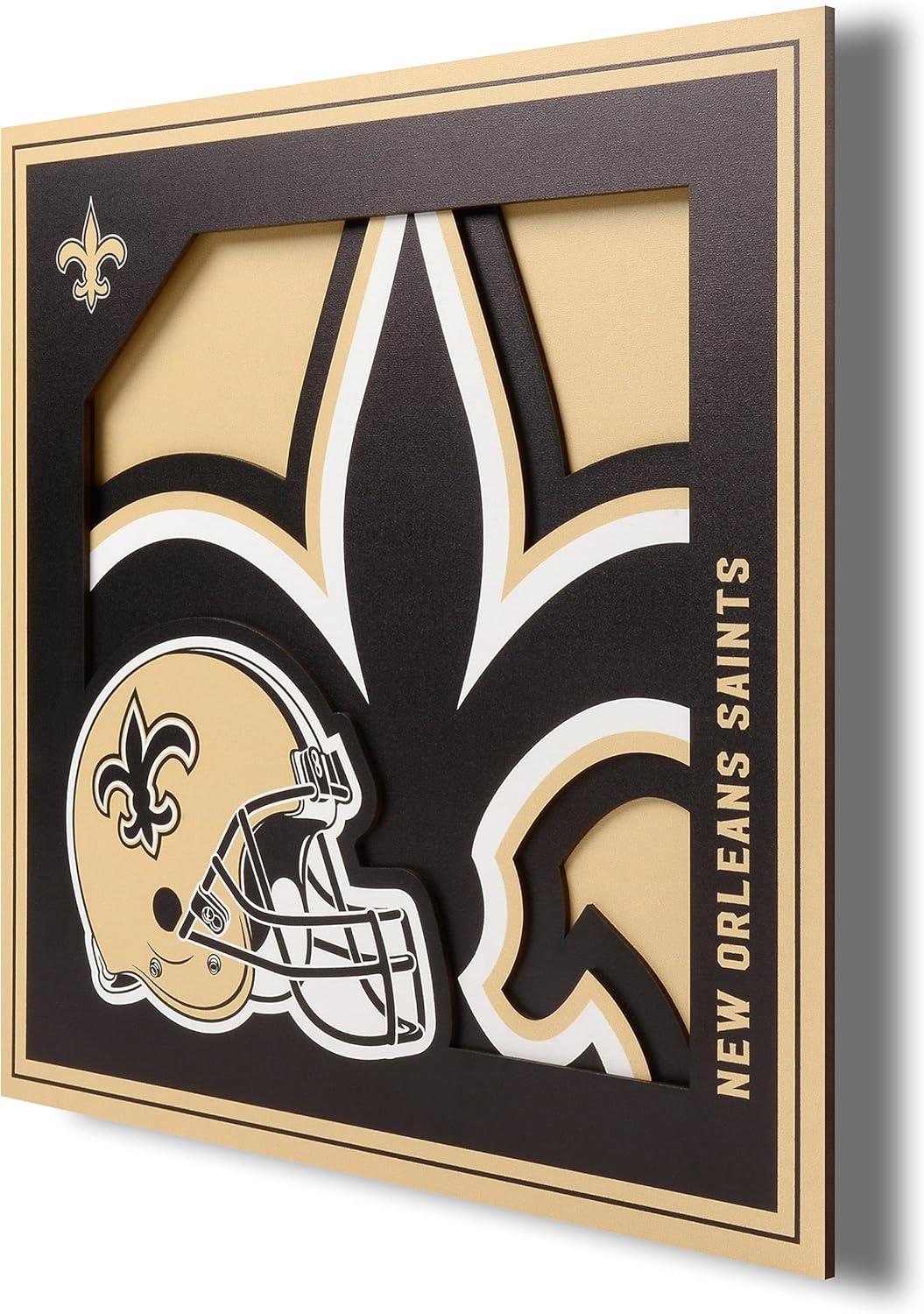 YTF NFL New Orleans Saints 3D Logo Series Wall Art 12X12