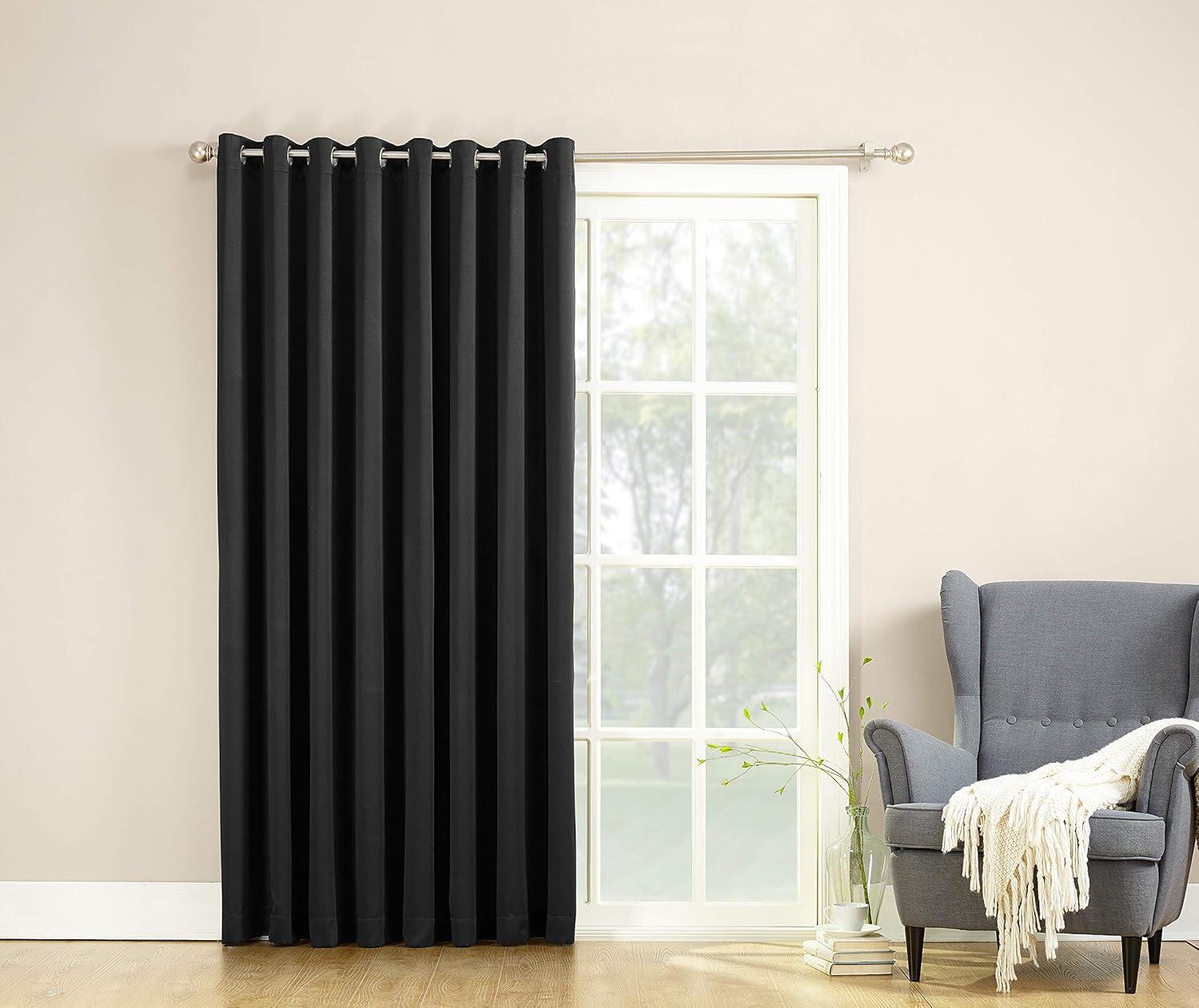 Black Polyester Room Darkening Grommet Curtain Panel 100" x 84"