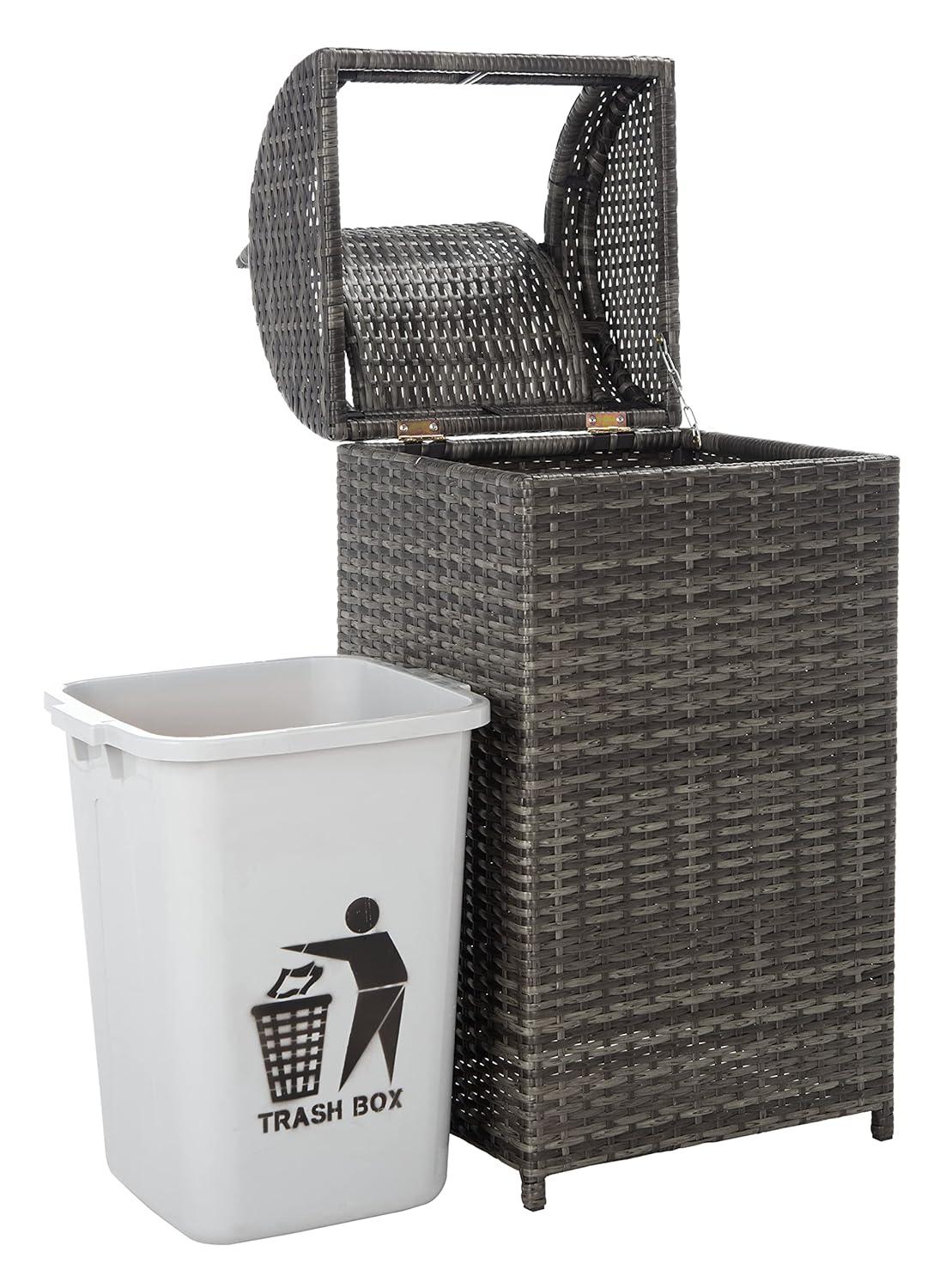 Serapis Outdoor Trash Can - Grey Brown - Safavieh