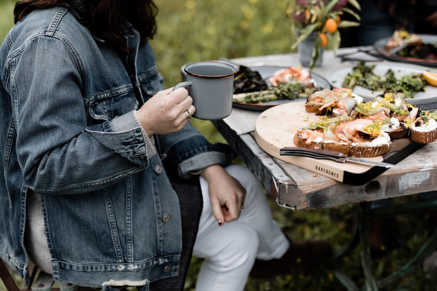 Barebones Enamelware Dining Collection - Slate Gray, Enamel Cup Set