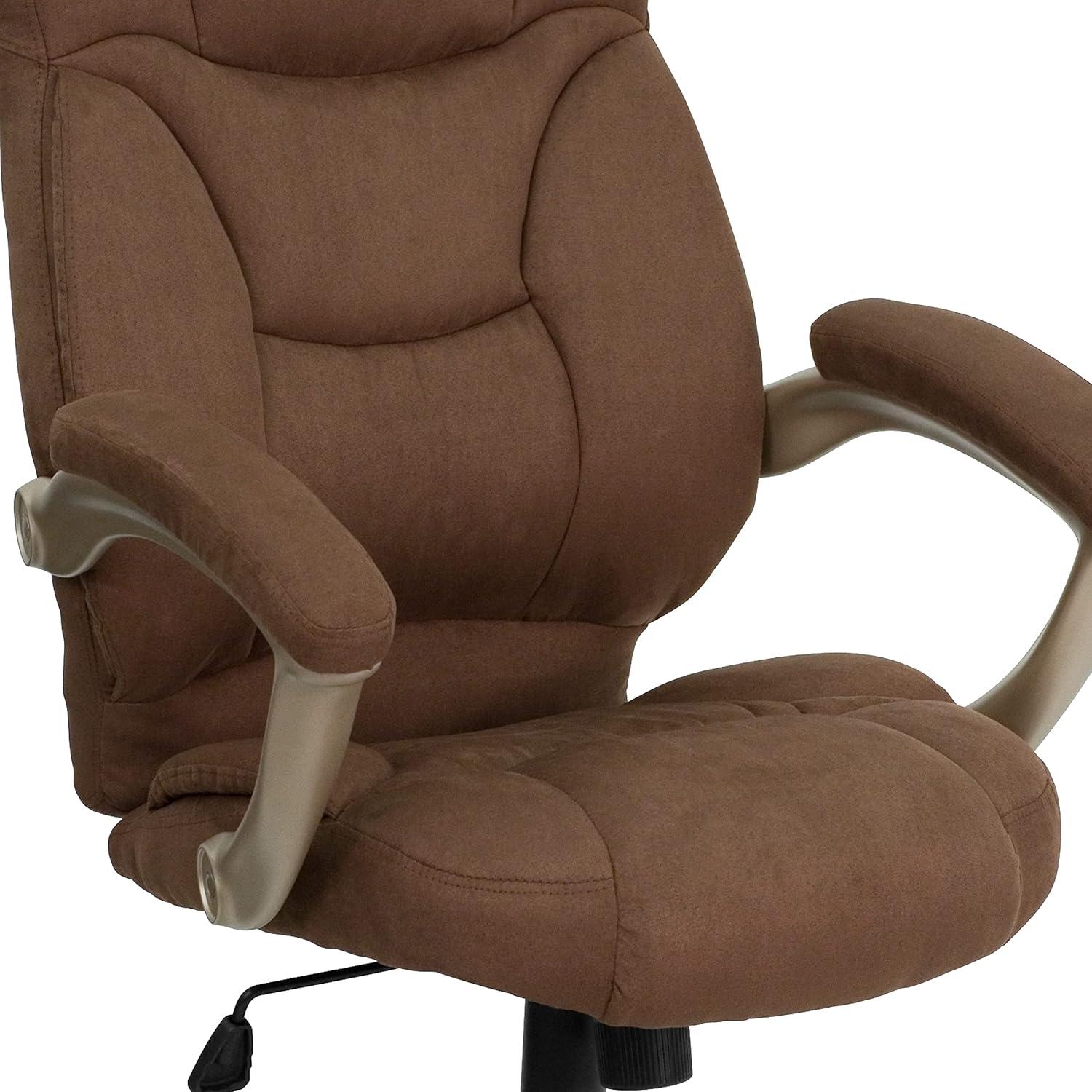 Elegant Brown Microfiber High-Back Executive Swivel Chair with Metal Base