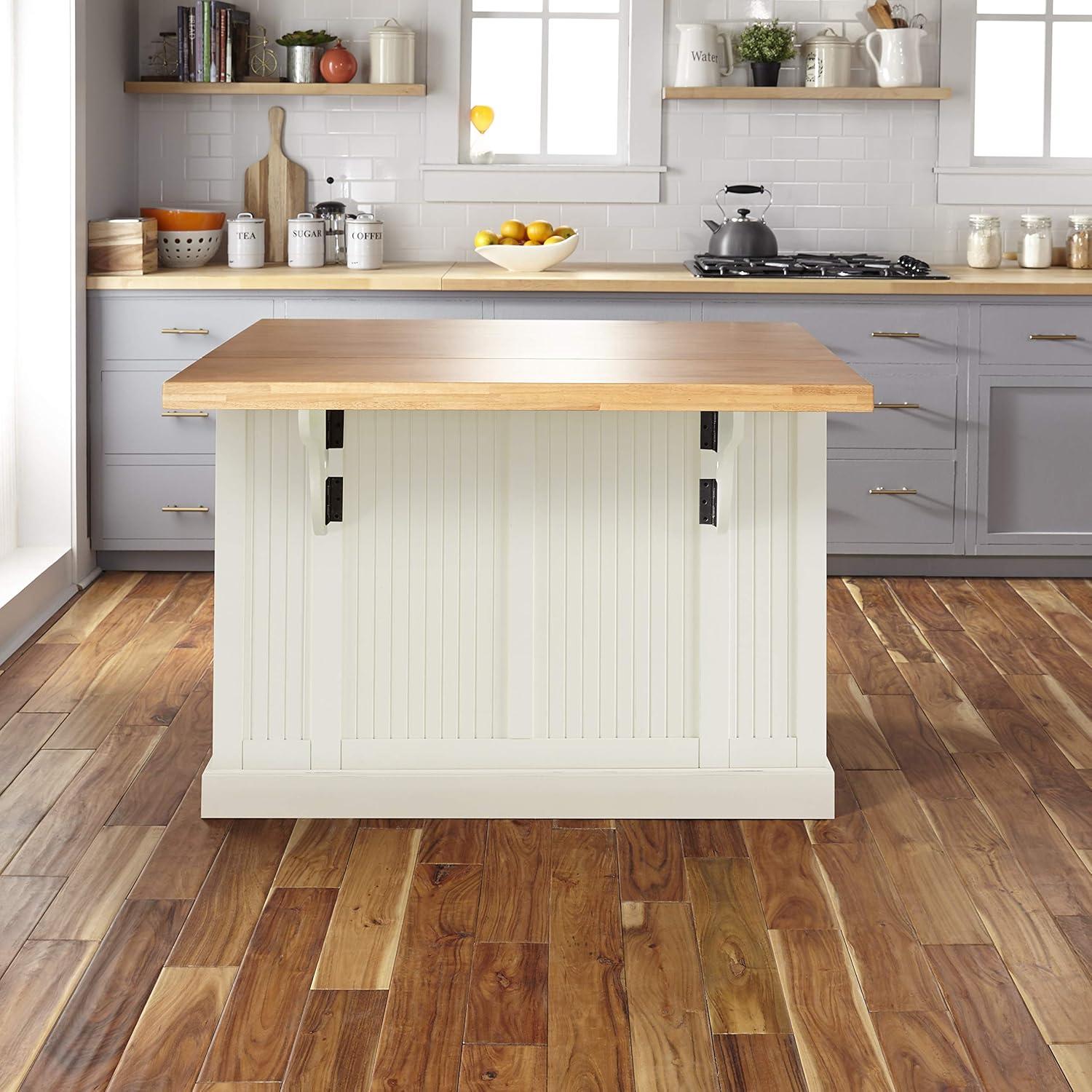 Homestyles Nantucket Wood Kitchen Island in Off White