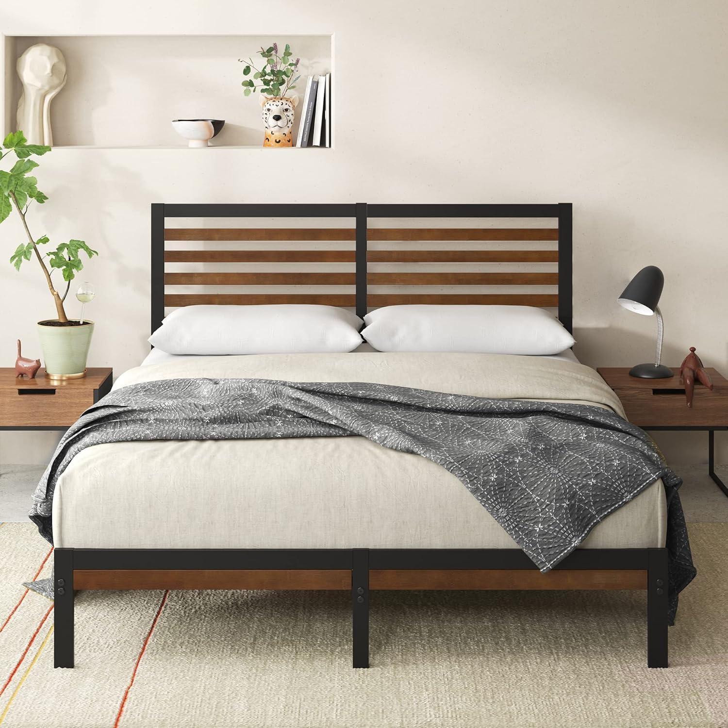 Zinus 35" Kai Bamboo and Metal Platform Bed Frame, Queen