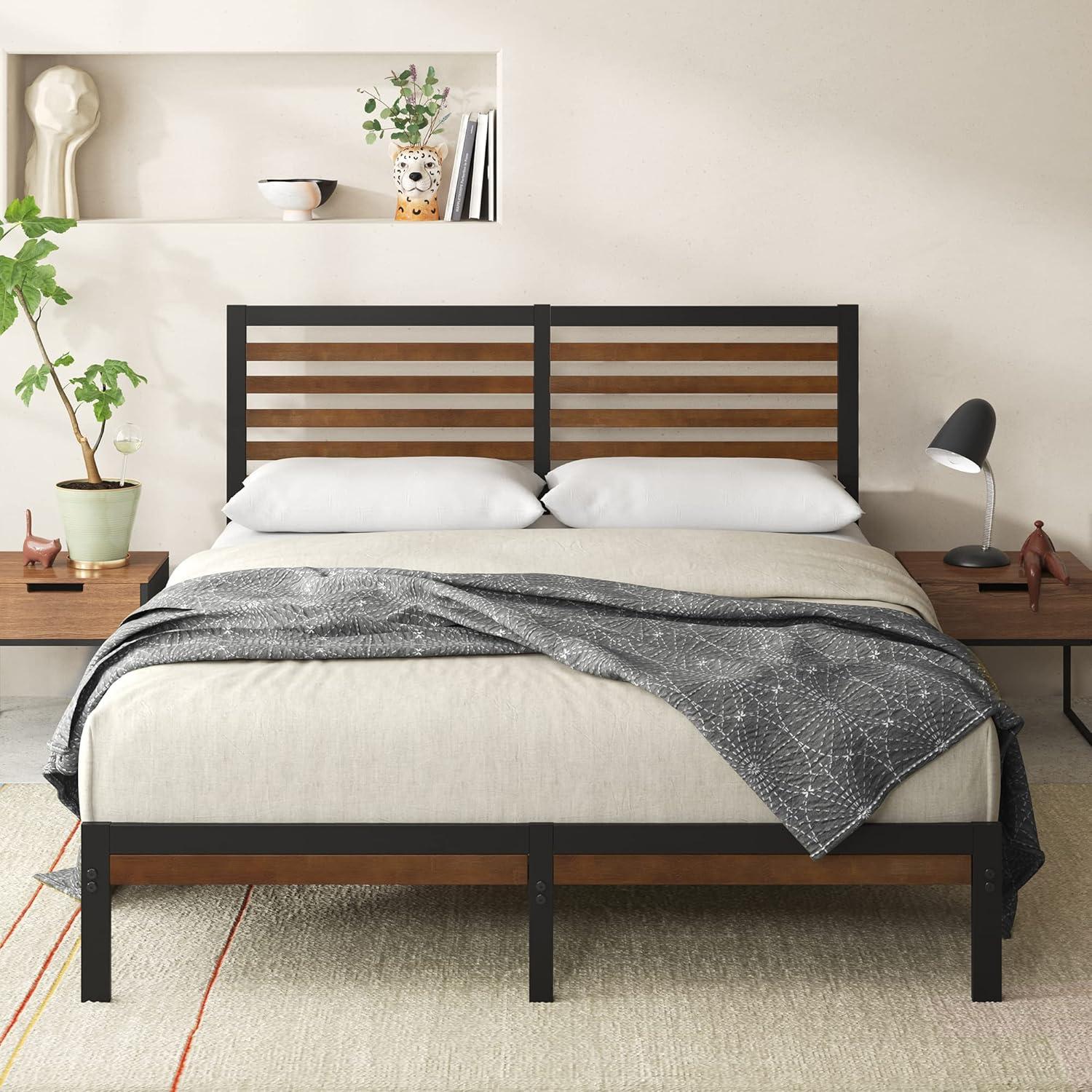 Zinus 35" Kai Bamboo and Metal Platform Bed Frame, Full