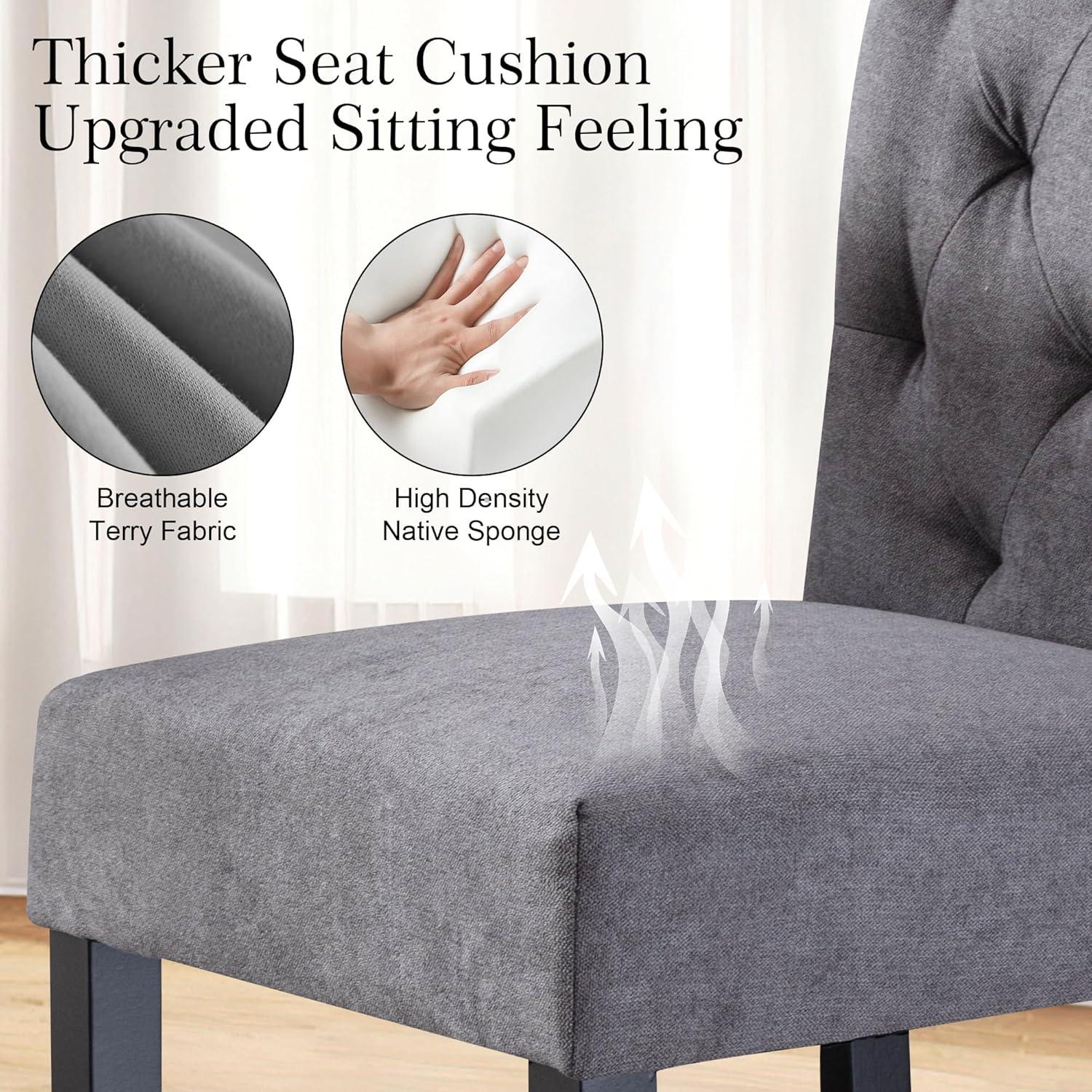 Westice Dining Room Chairs Set of 4 Upholstered Fabric Kitchen Chairs Dining Room Side Chair with Nailhead Trim and Rubber Wood Legs for Small Space Apartment, Light Gray