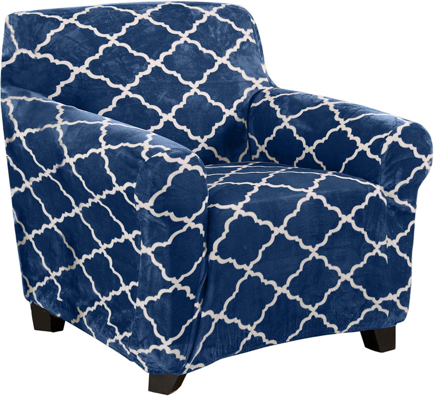 Great Bay Home Stretch Velvet-Plush Washable Chair Slipcover