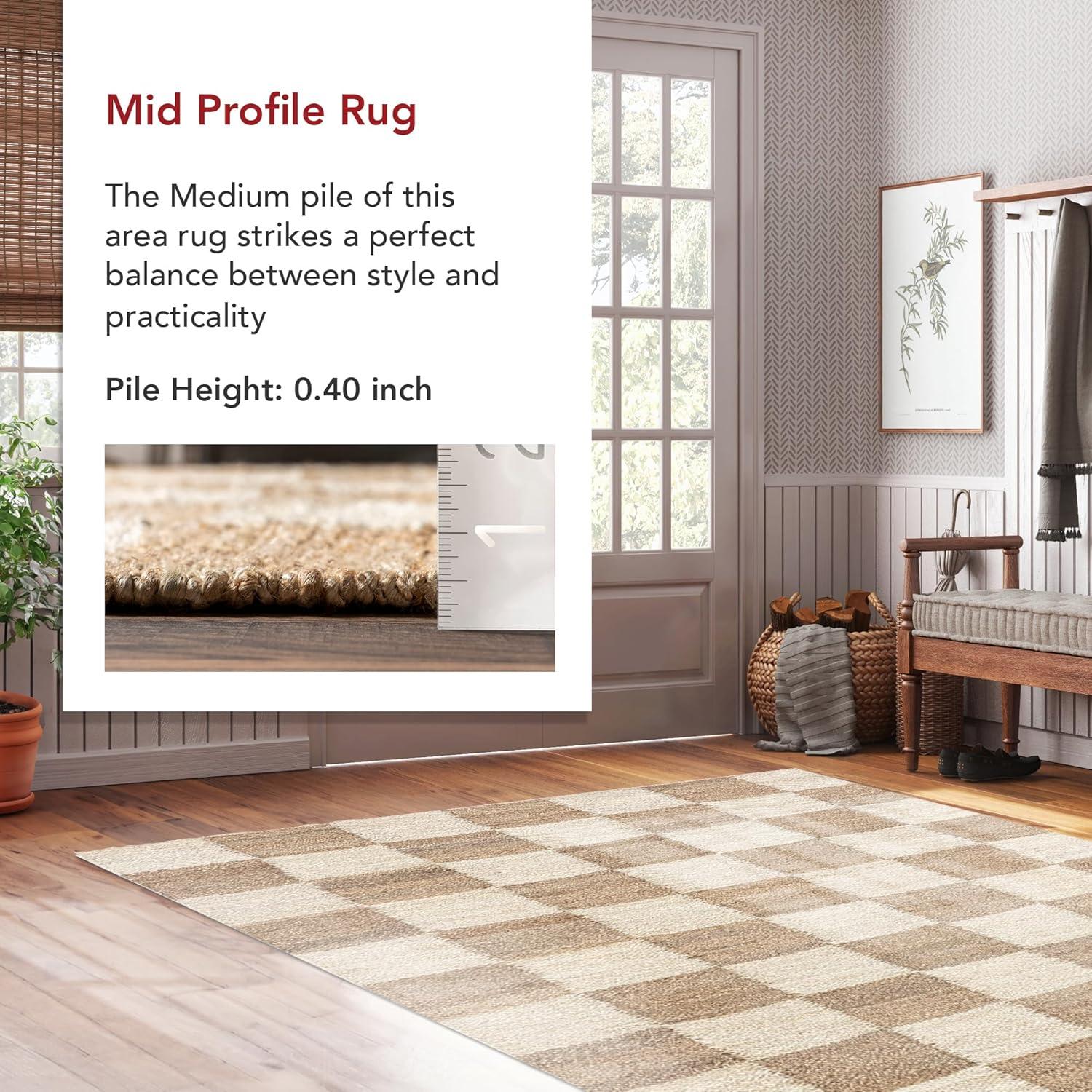 Nuloom Christana Plaid 8x10 Jute Indoor Area Rug for Dining Room Rug Neutral Rug Living Room Rug, Ivory