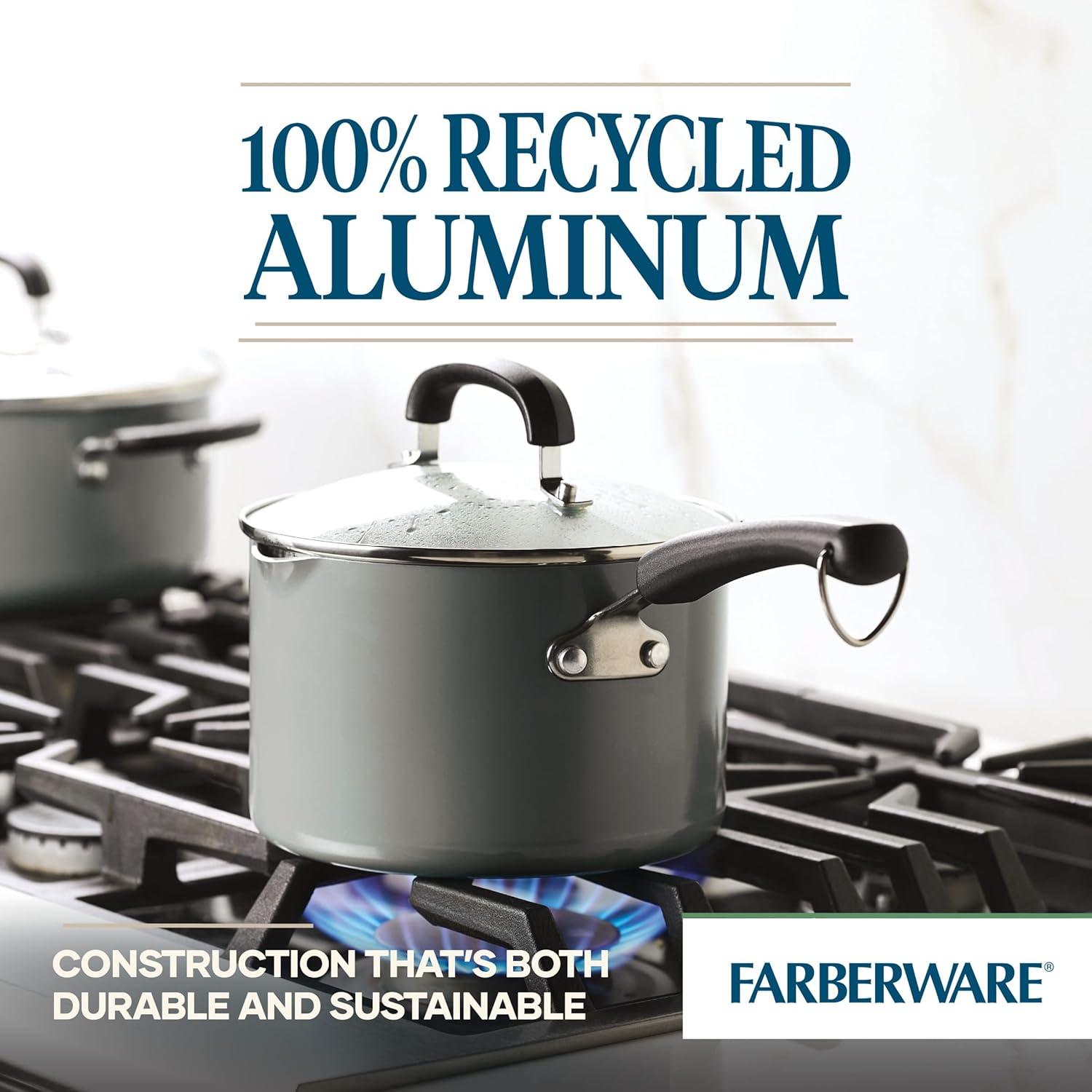 Farberware Eco Advantage Ceramic Nonstick Straining Saucepan With Lid, 3-Quart
