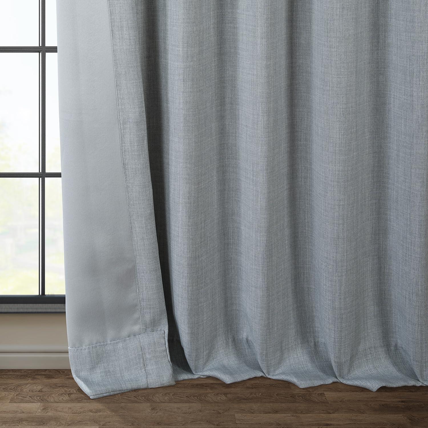 Heather Grey Faux Linen Room Darkening Curtain (1 Panel), Heather Grey, 50W X 108L